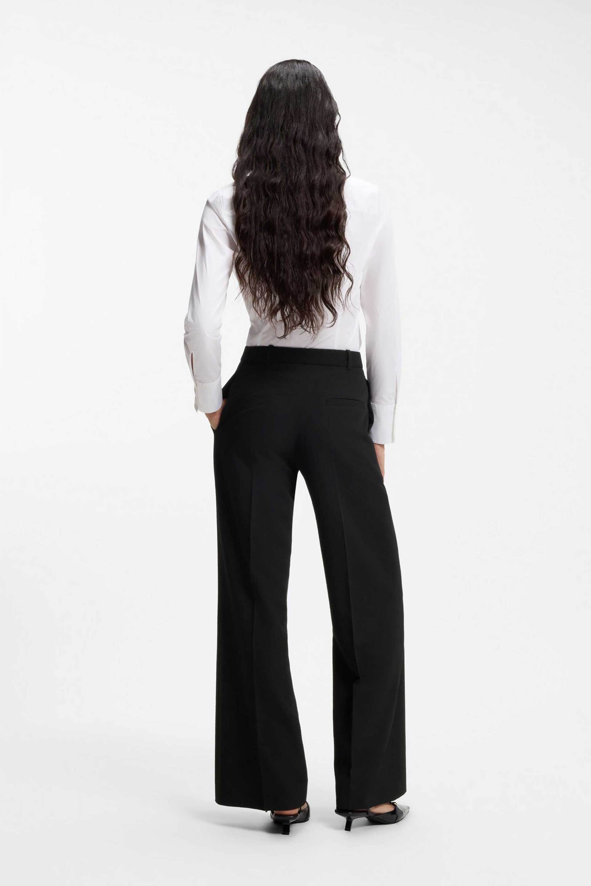 HUGO Hugo Boss γυναικείο παντελόνι μονόχρωμο Wide Fit "Hasmina" - 50559862 Μαύρο - 3