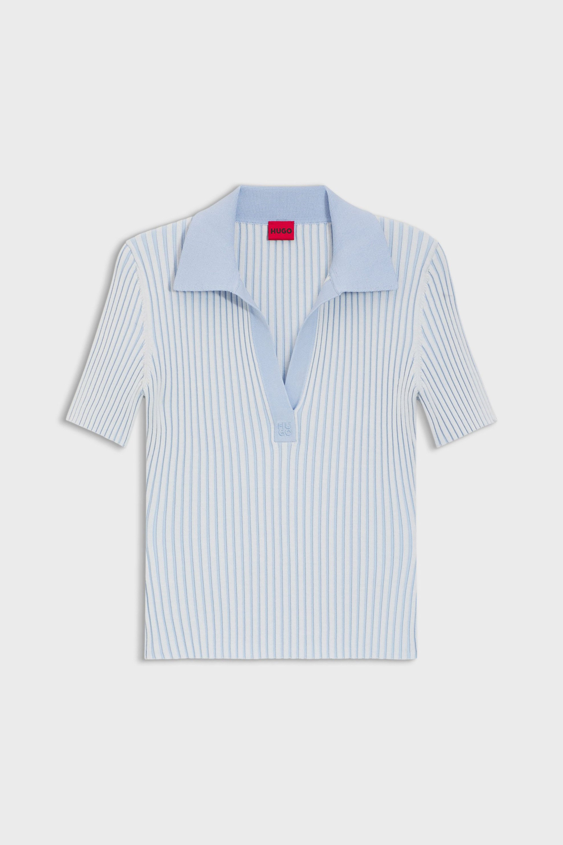 Hugo Boss Γυναικεία Πλεκτή Μπλούζα με Πόλο Γιακά Sunsyra - 50557760 Γαλάζιο