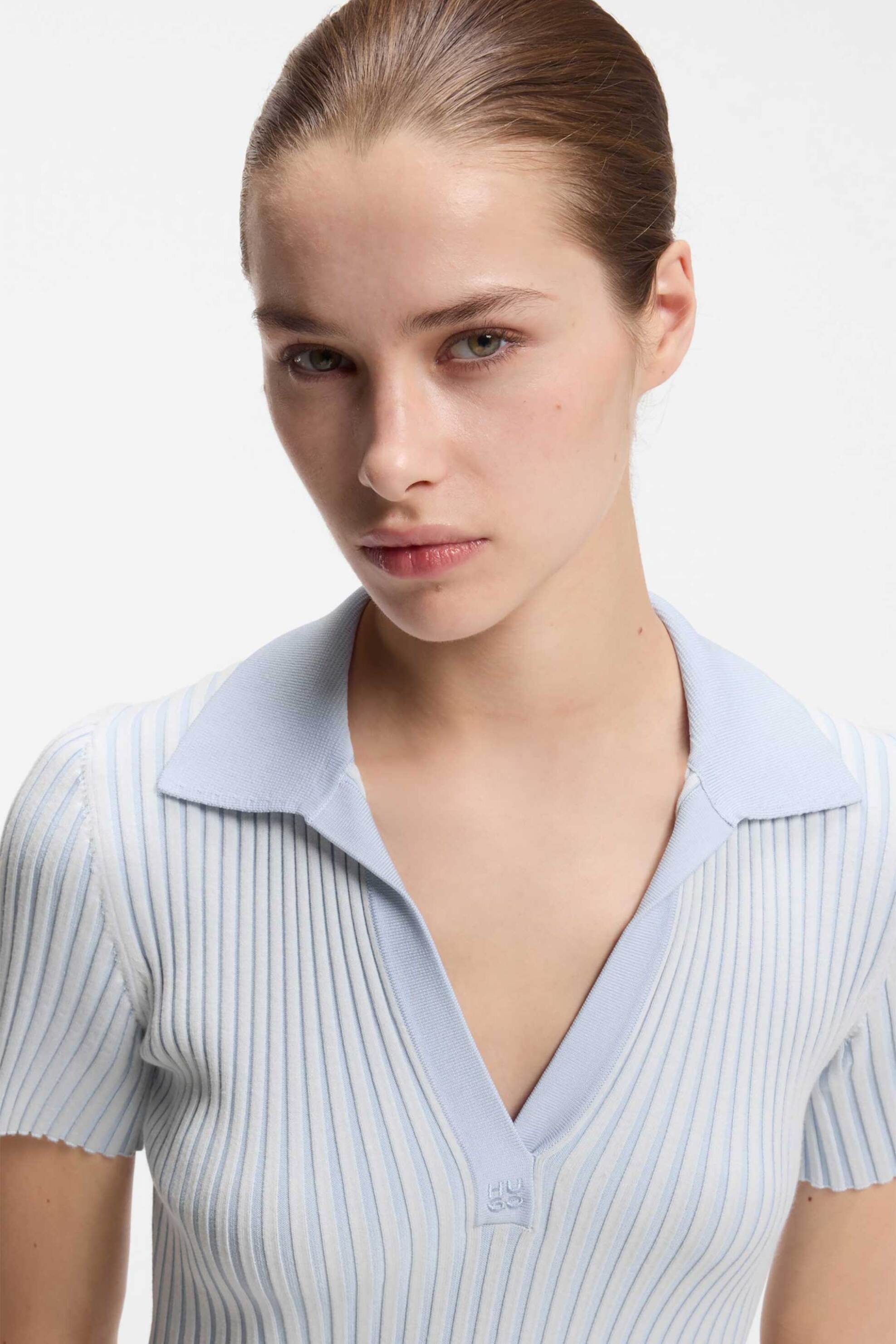 HUGO Hugo Boss γυναικείο midi φόρεμα ribbed "Sunsyry" - 50557773 Γαλάζιο - 2
