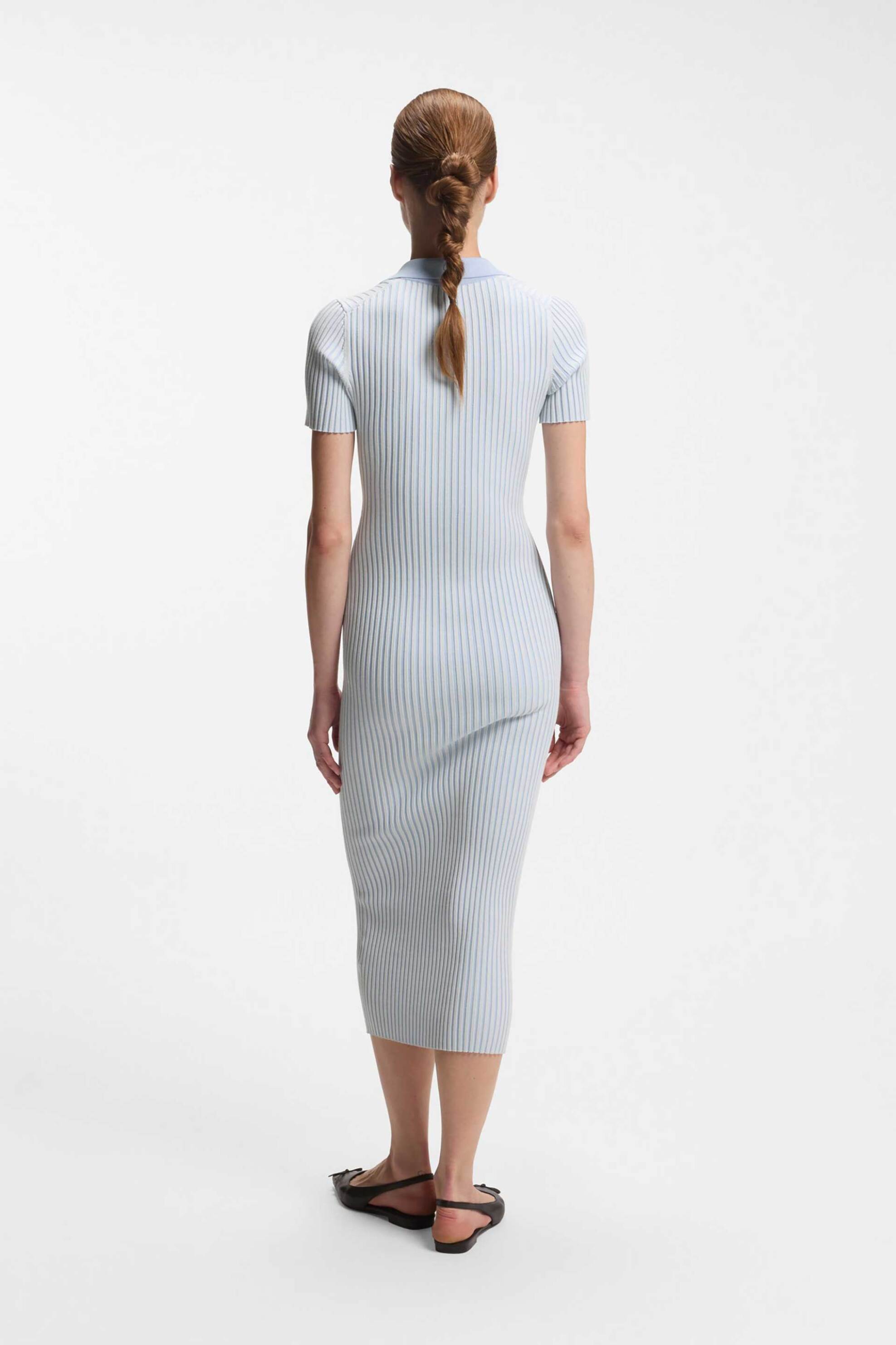 Hugo Boss Γυναικείο Midi Φόρεμα Ribbed Sunsyry - 50557773 Γαλάζιο