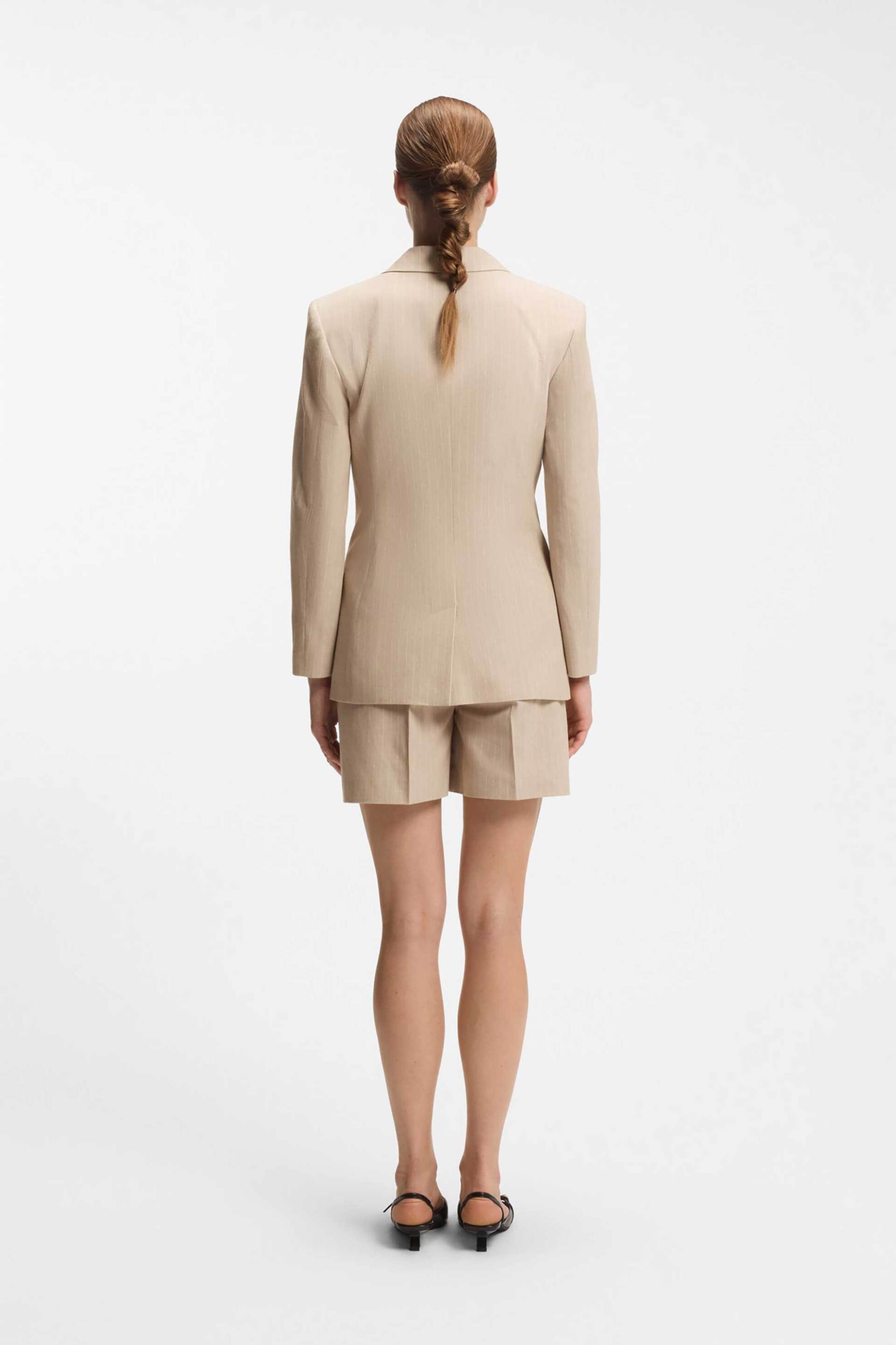 Hugo Boss Γυναικείο Σακάκι Ριγέ με Τσέπες Azenia - 50559509 Μπεζ