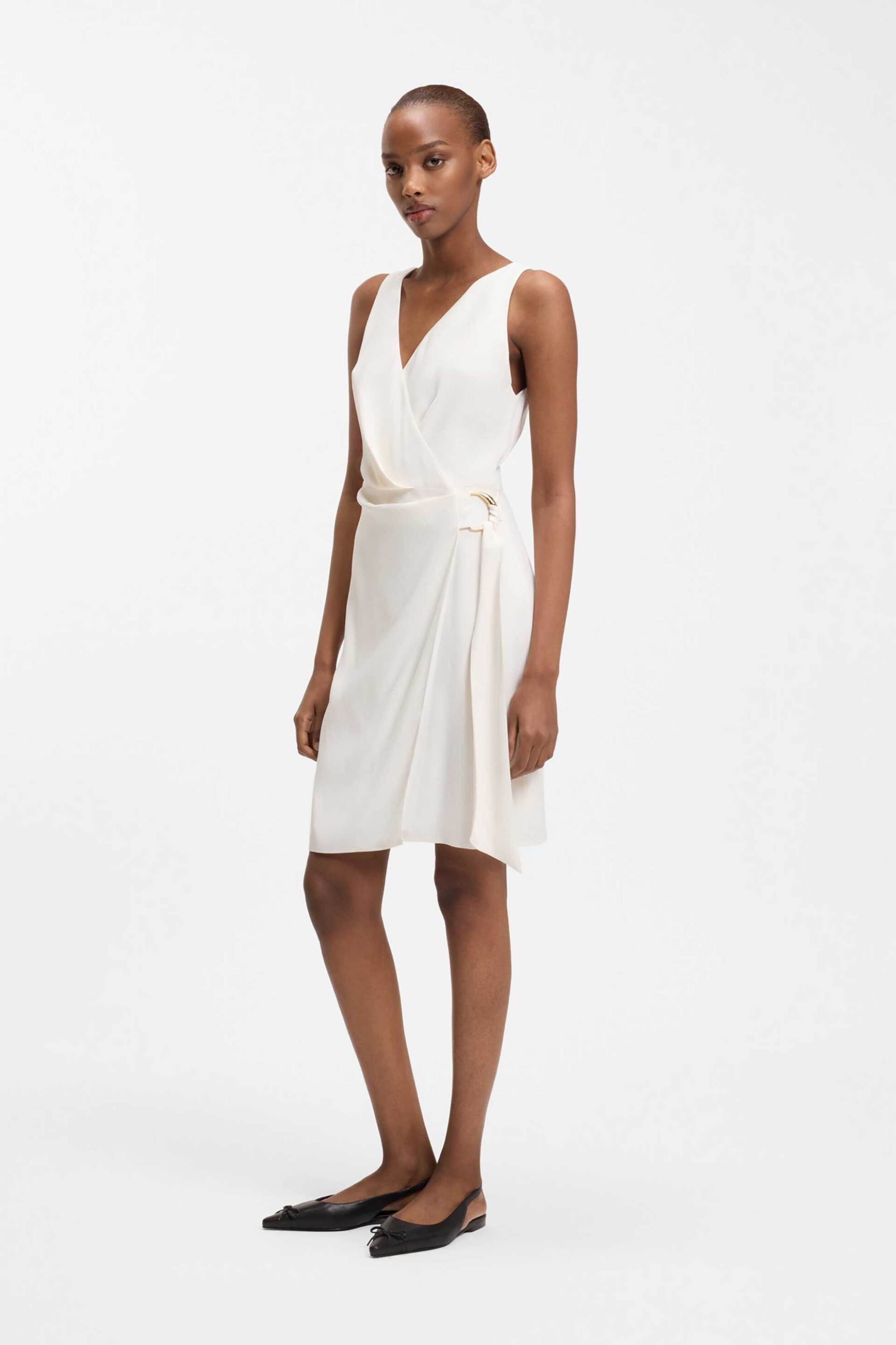 HUGO Hugo Boss γυναικείο mini φόρεμα wrap "Kabivanna" - 50559181 Λευκό - 3