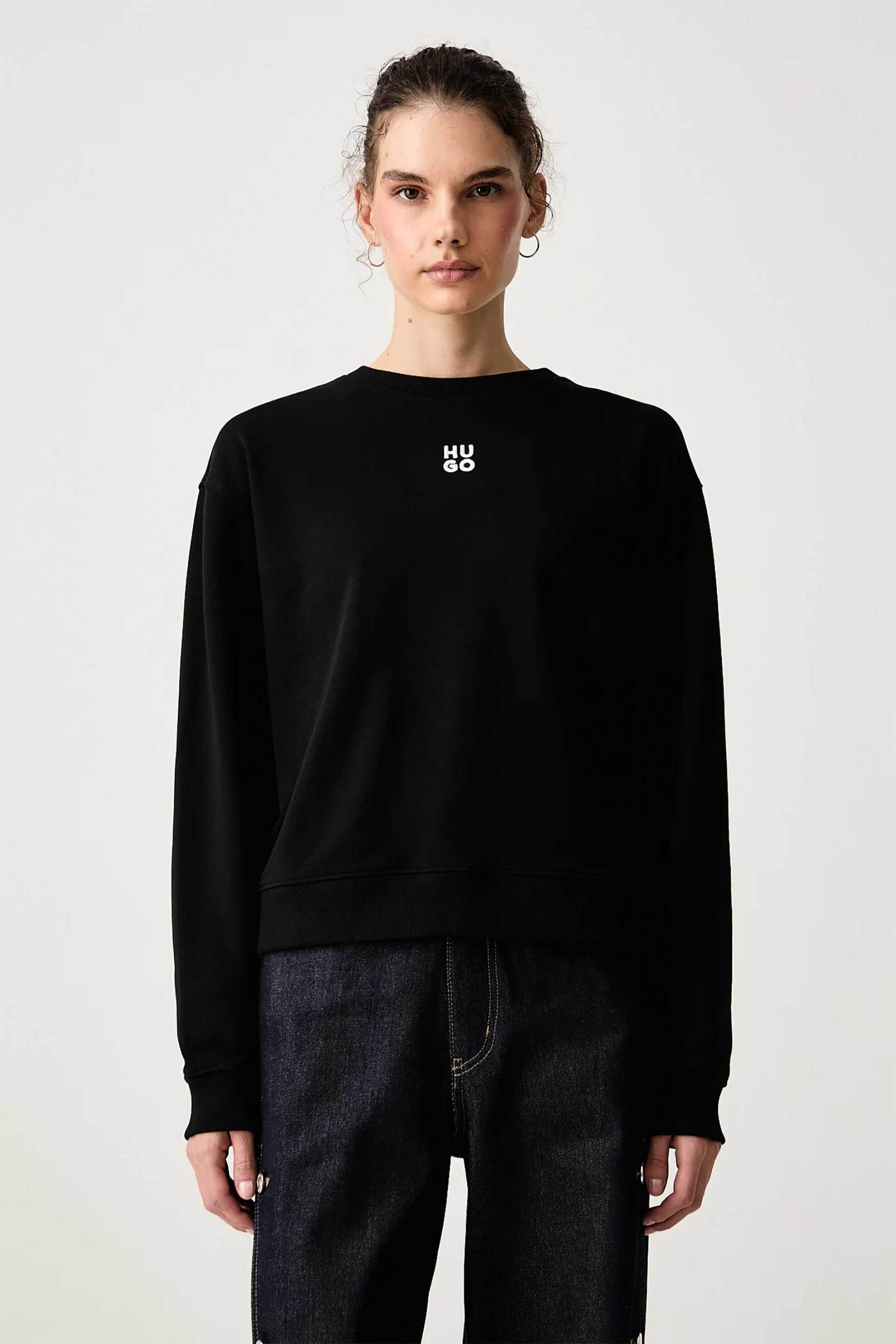 Hugo γυναικεία μπλούζα φούτερ με κεντημένο logo Relaxed Fit 