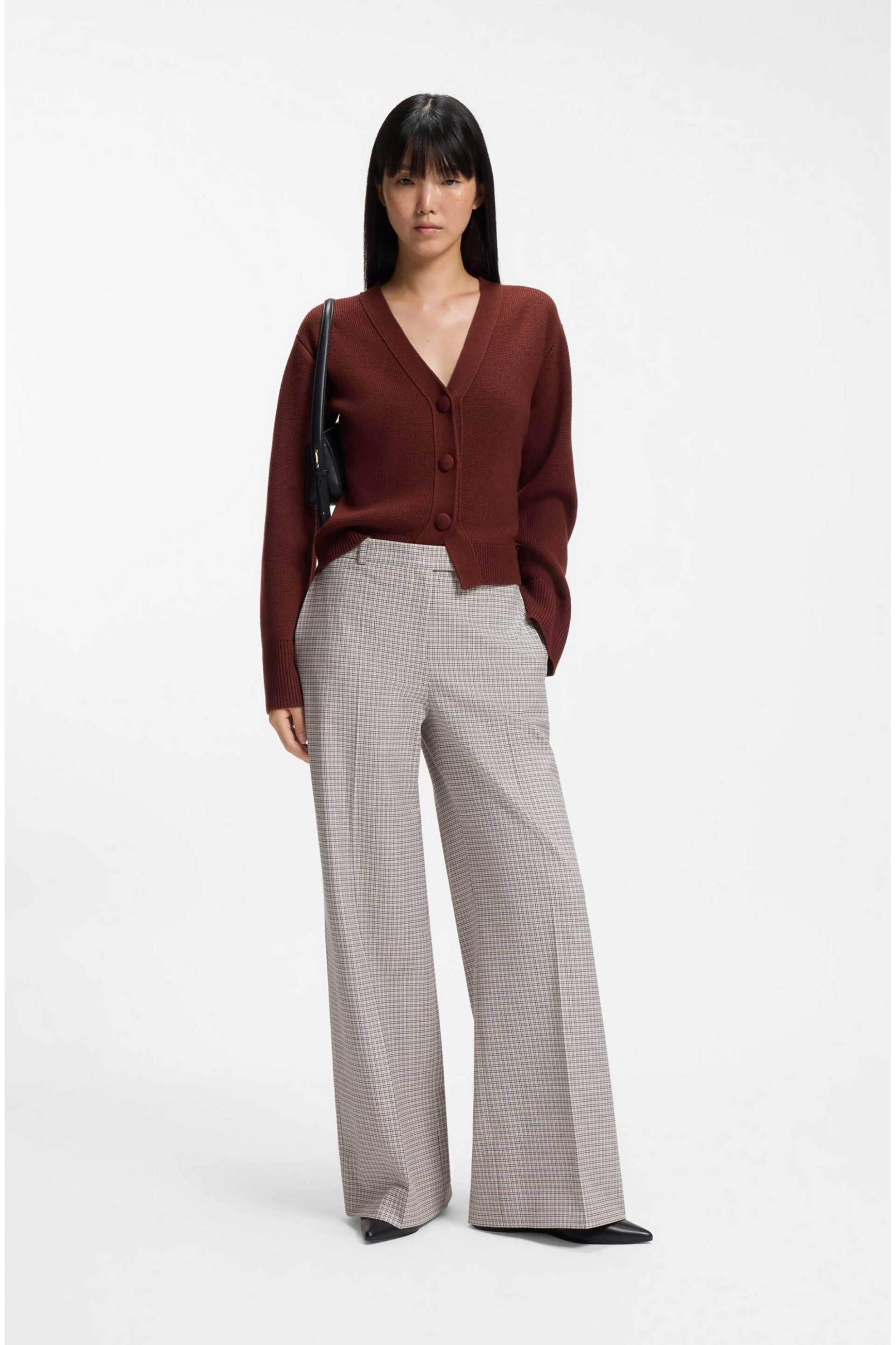 Hugo γυναικείο παντελόνι με καρό σχέδιο Wide Leg 