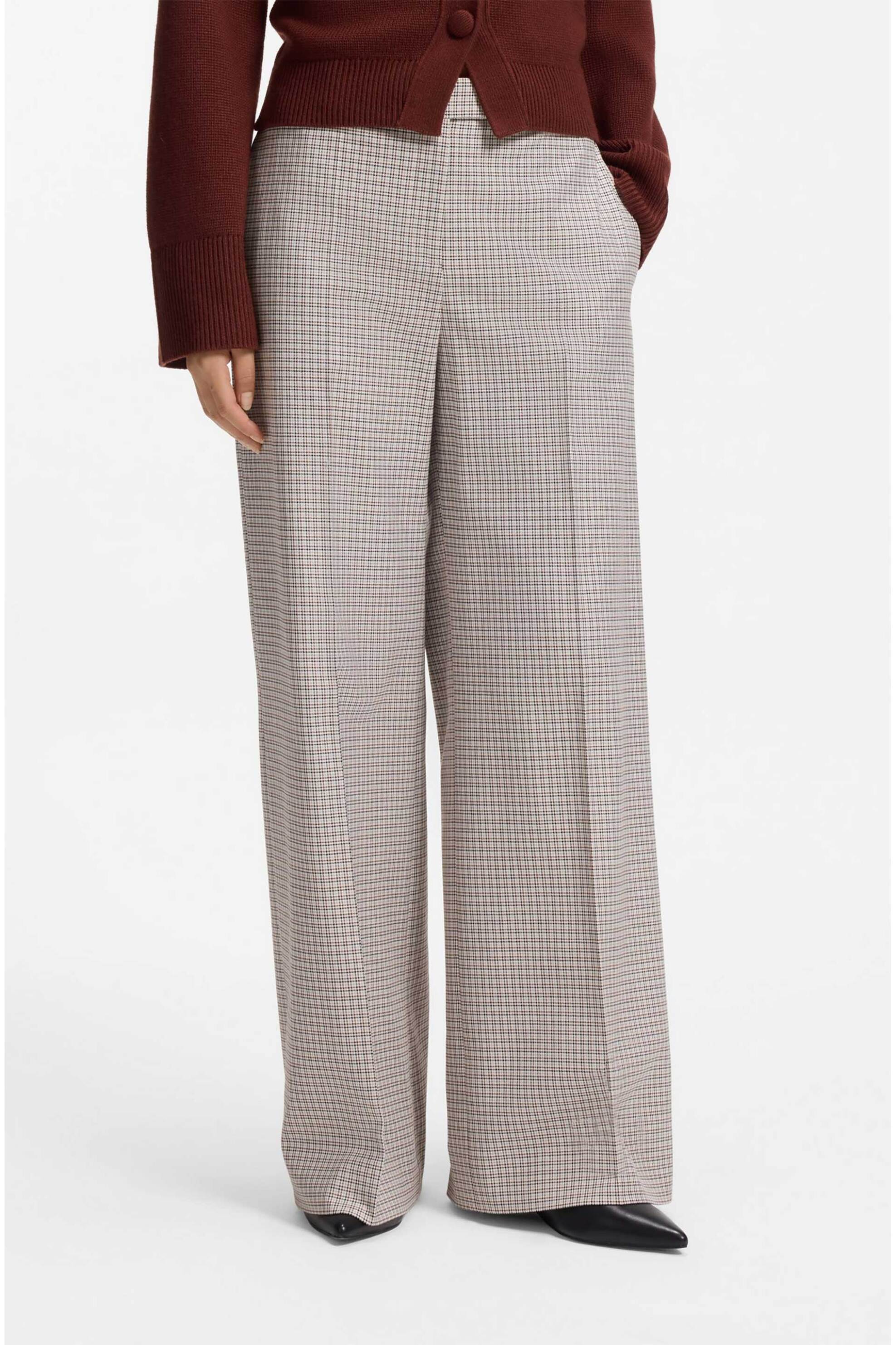 Hugo γυναικείο παντελόνι με καρό σχέδιο Wide Leg 