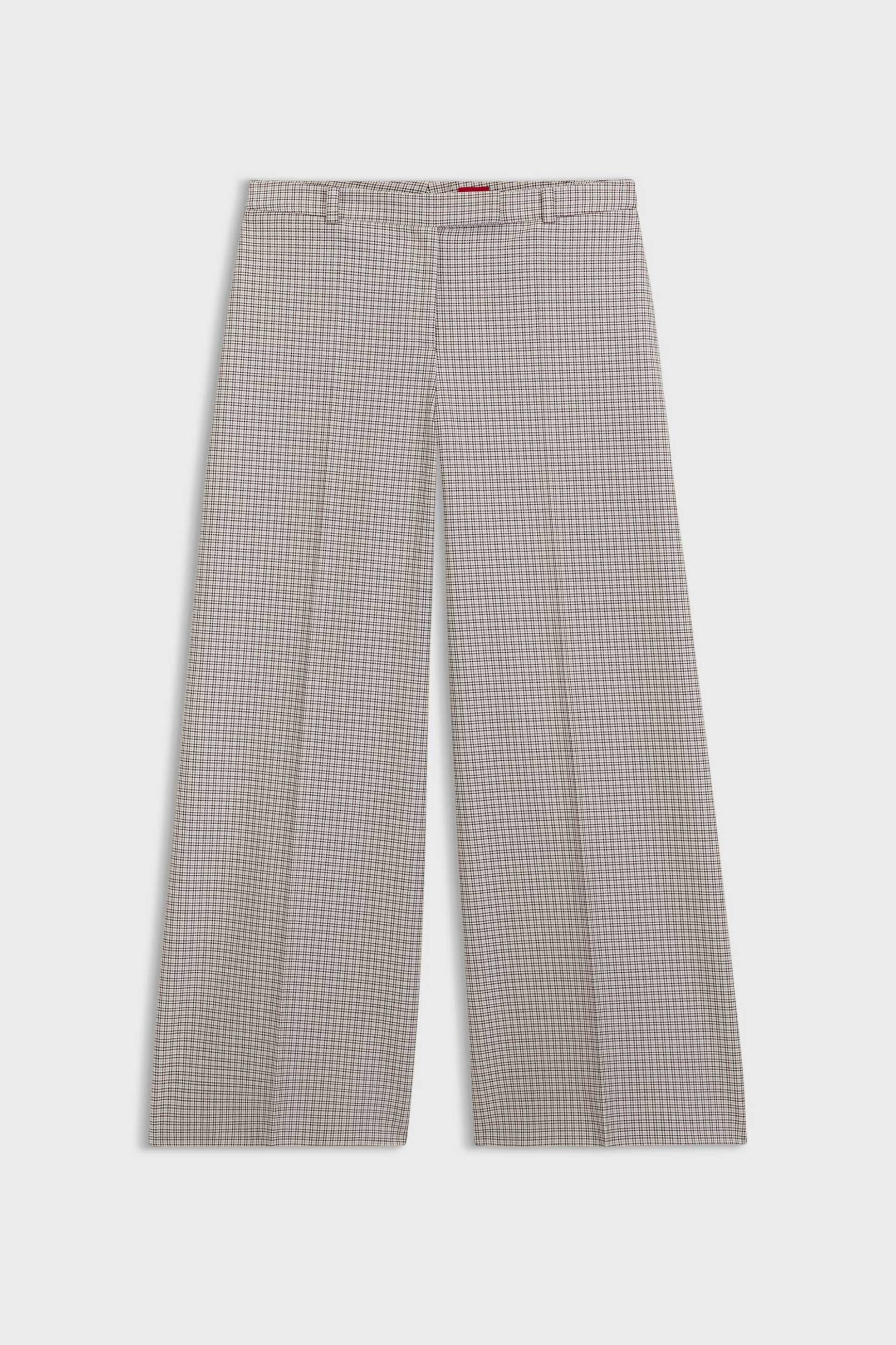 Hugo Γυναικείο Παντελόνι με Καρό Σχέδιο Wide Leg Herberta - 50566141 Εκρού