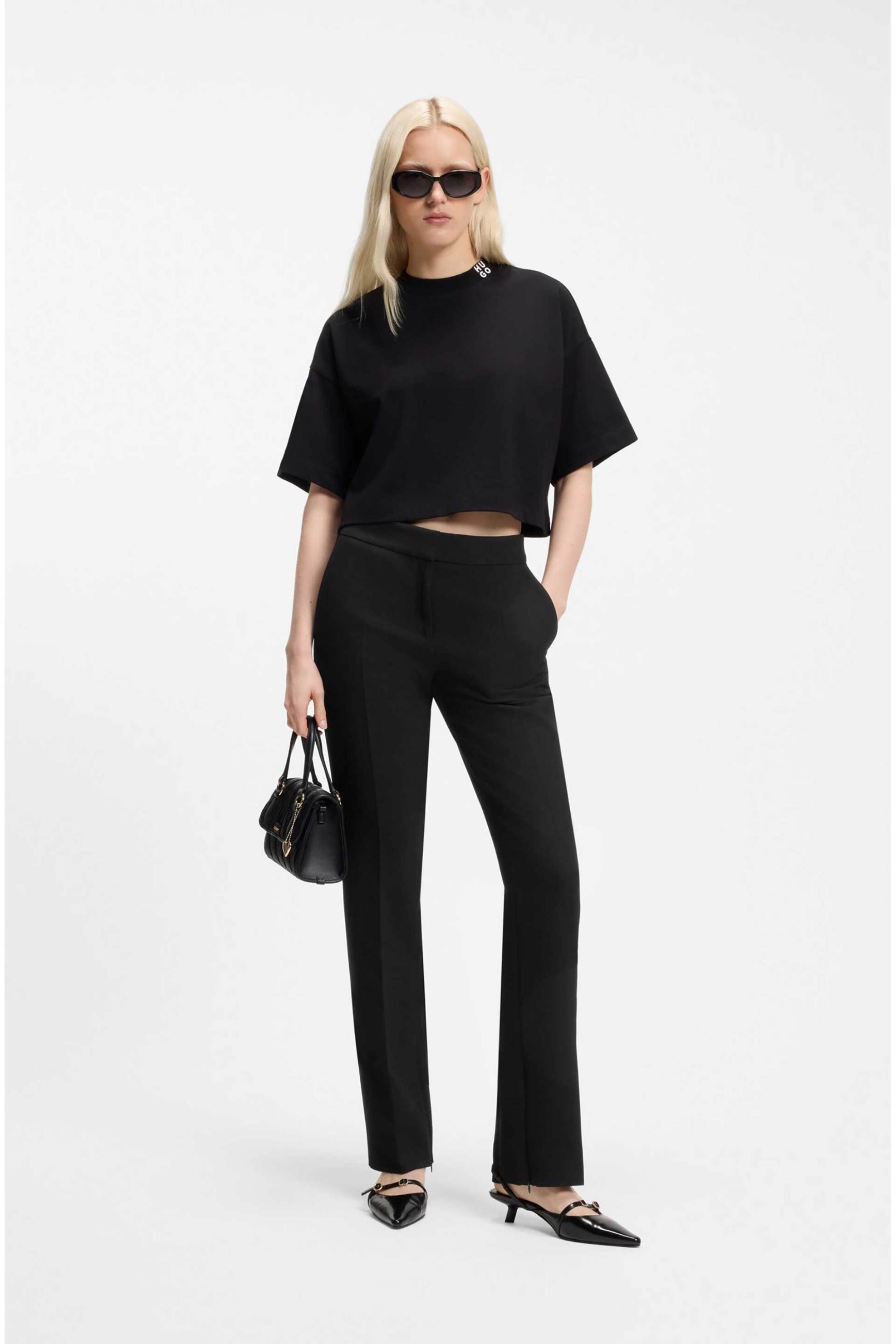 HUGO Hugo γυναικείο παντελόνι μονόχρωμο Slim Fit "Hedise" - 50566154 Μαύρο