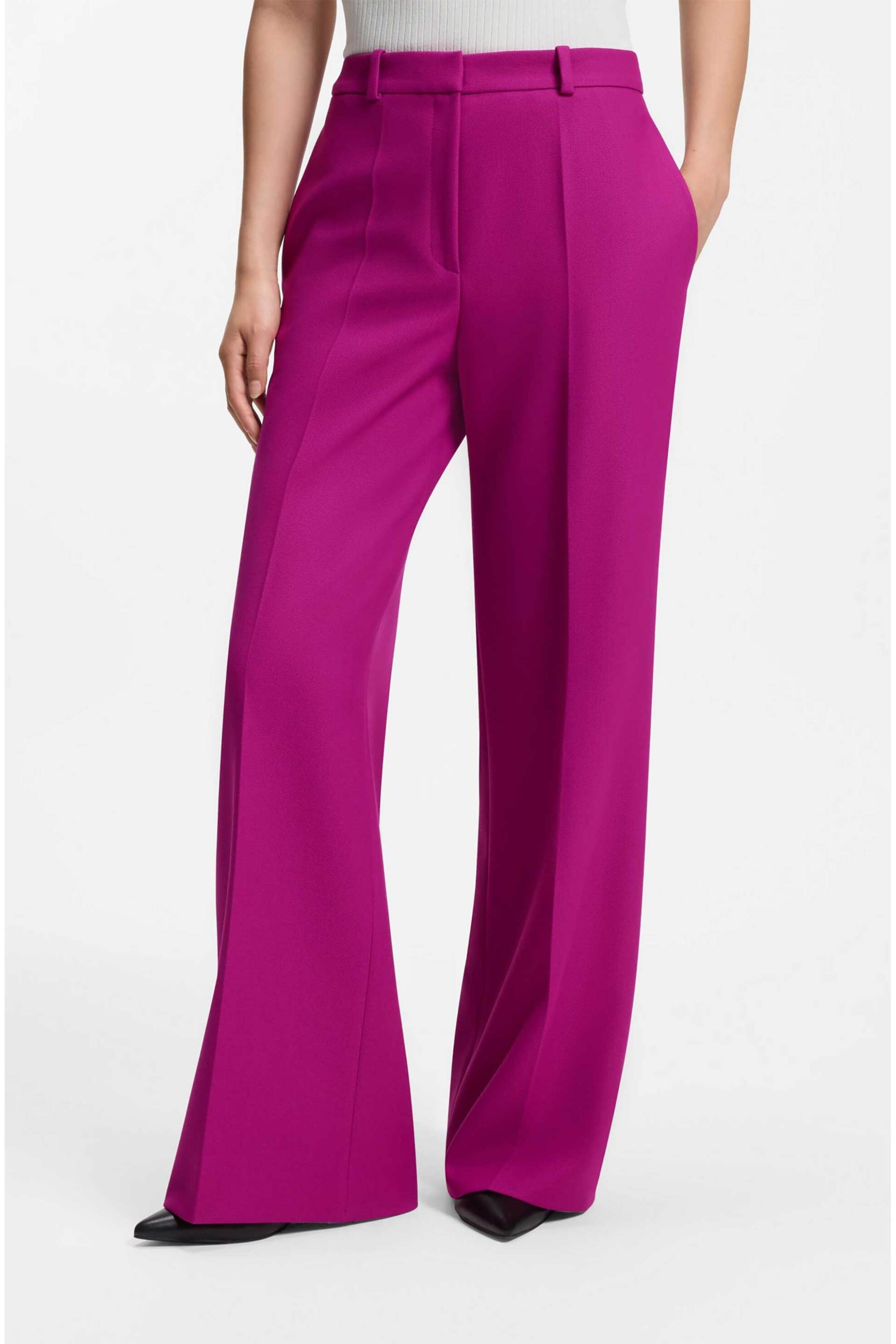 Hugo γυναικείο παντελόνι μονόχρωμο Wide Leg 