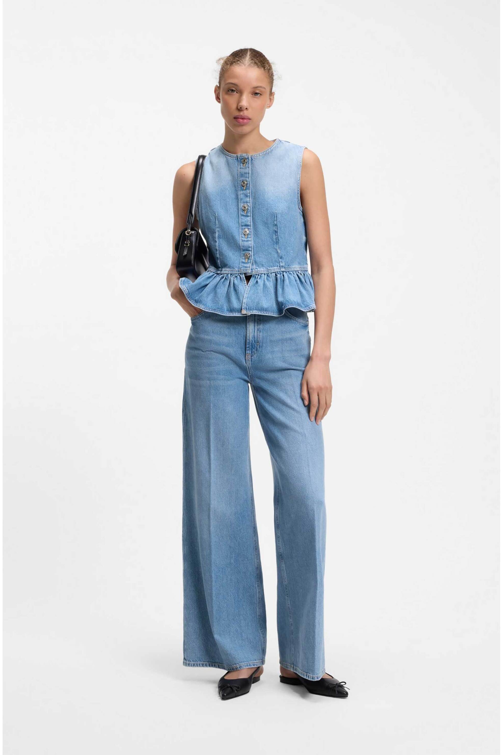Hugo γυναικείο ψηλόμεσο τζιν παντελόνι Wide Leg 
