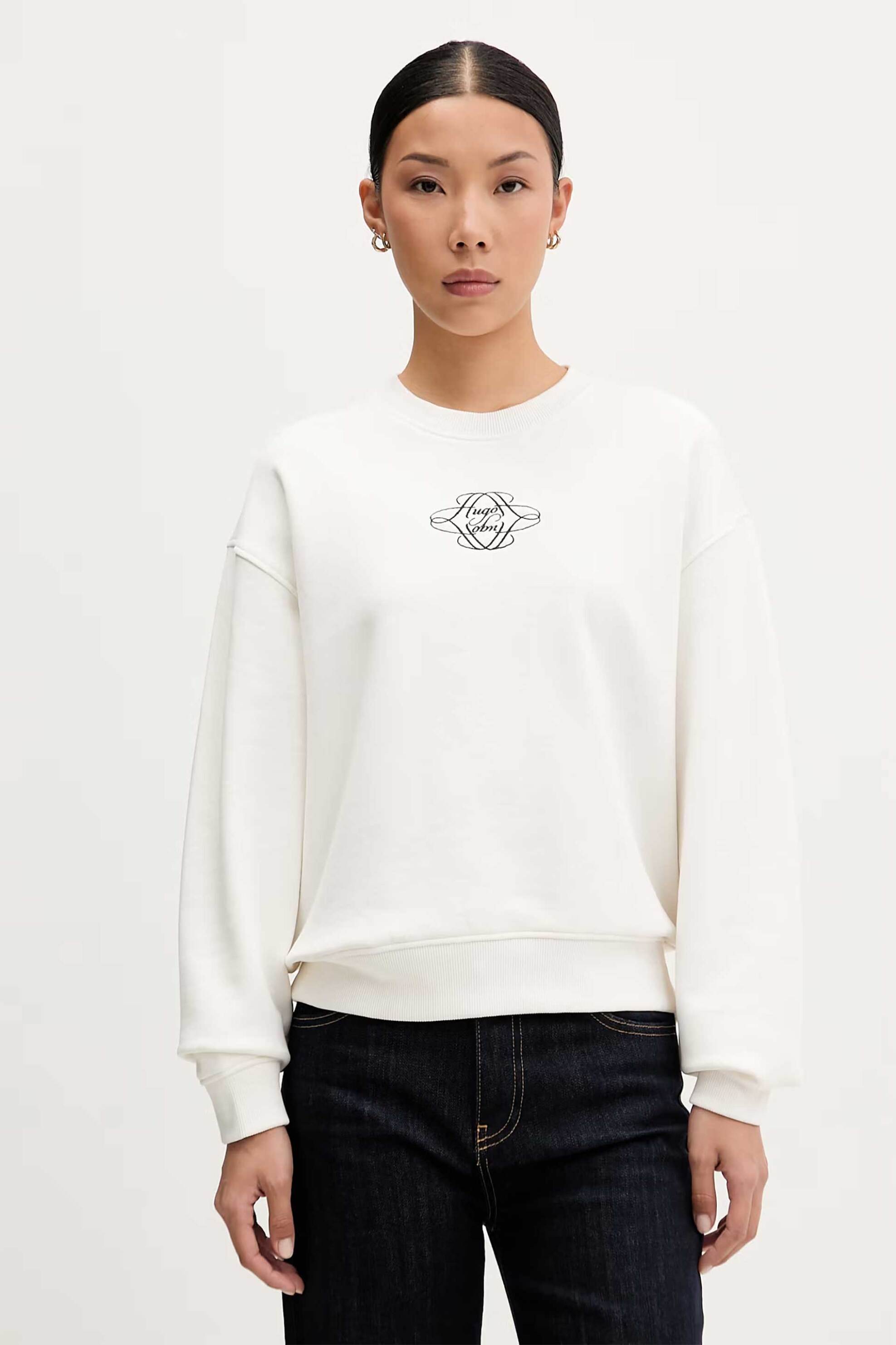 Hugo γυναικεία μπλούζα φούτερ με κεντημένο logo Relaxed Fit 