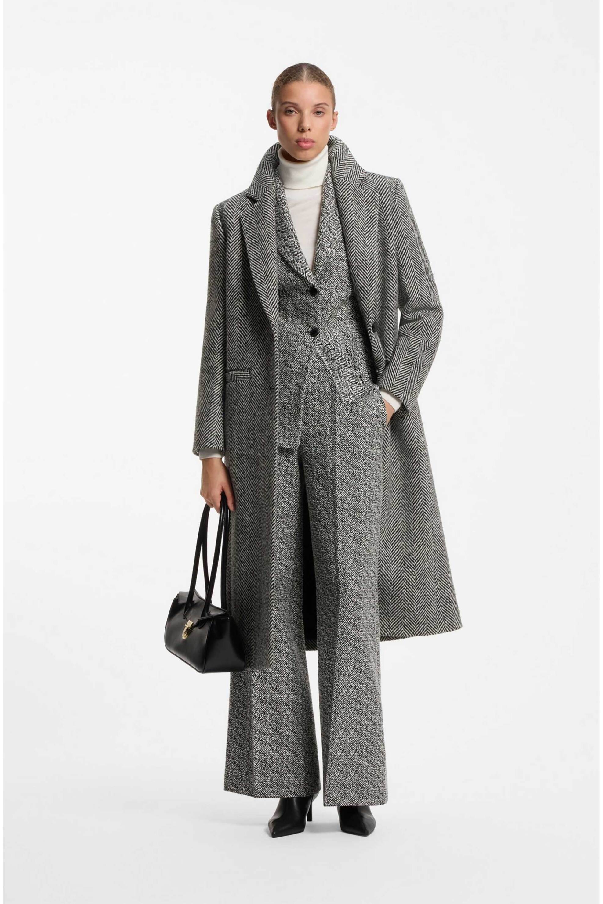 Hugo γυναικείο παλτό με herringbone pattern 