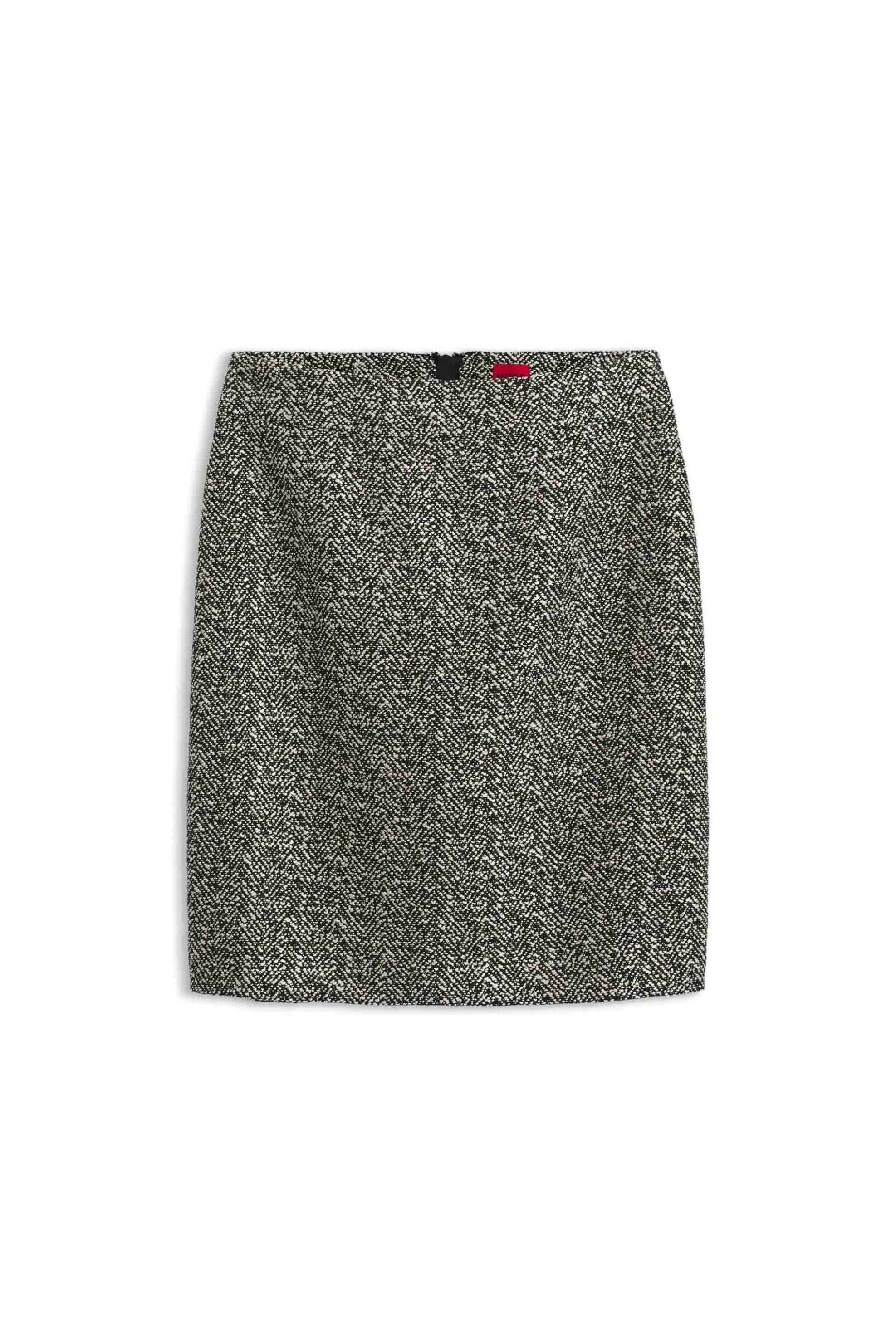 Hugo Γυναικεία Mini Φούστα με Herringbone Pattern Ranika - 50568960 Ασπρόμαυρο