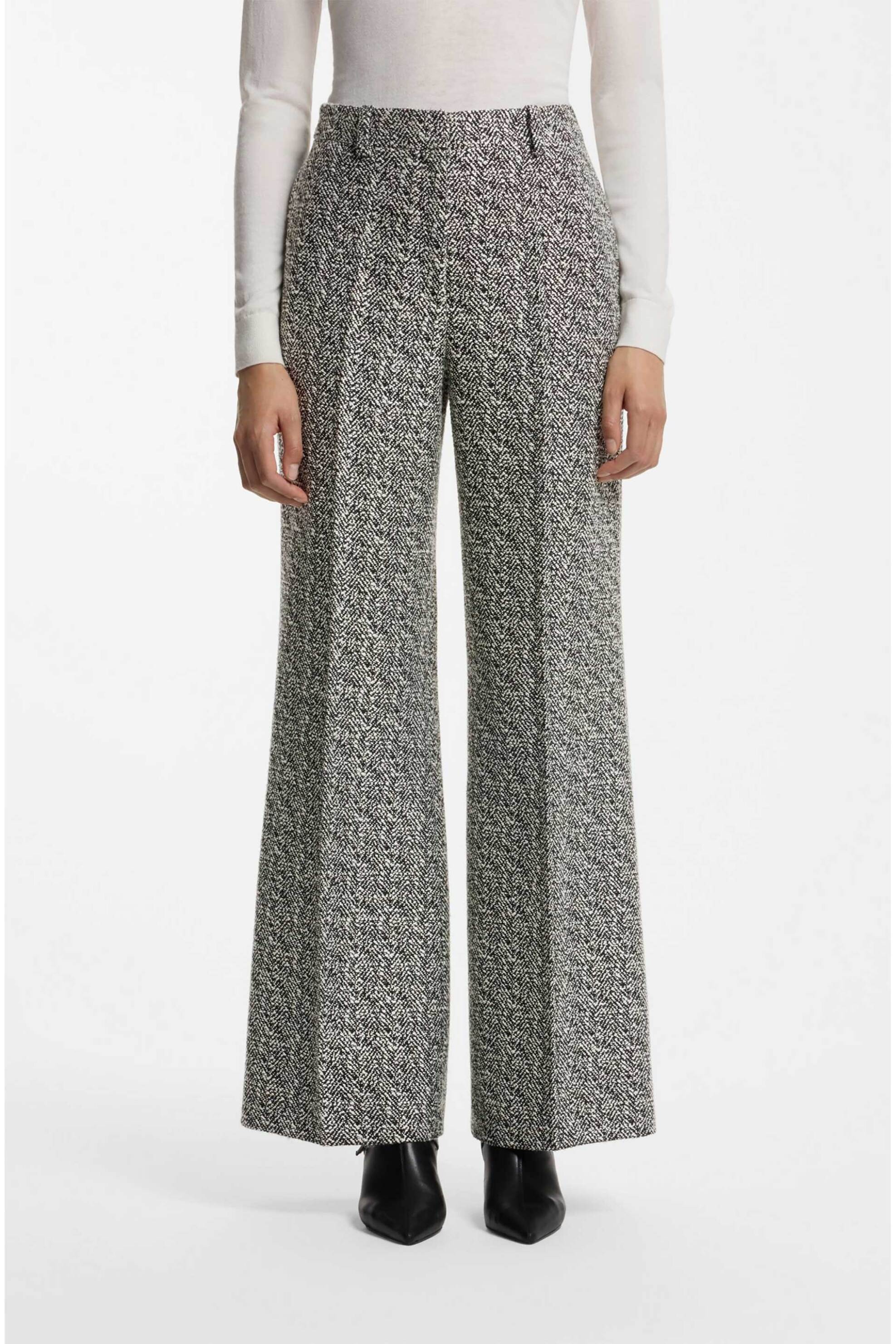 Hugo γυναικείο παντελόνι με herringbone pattern Wide Leg 
