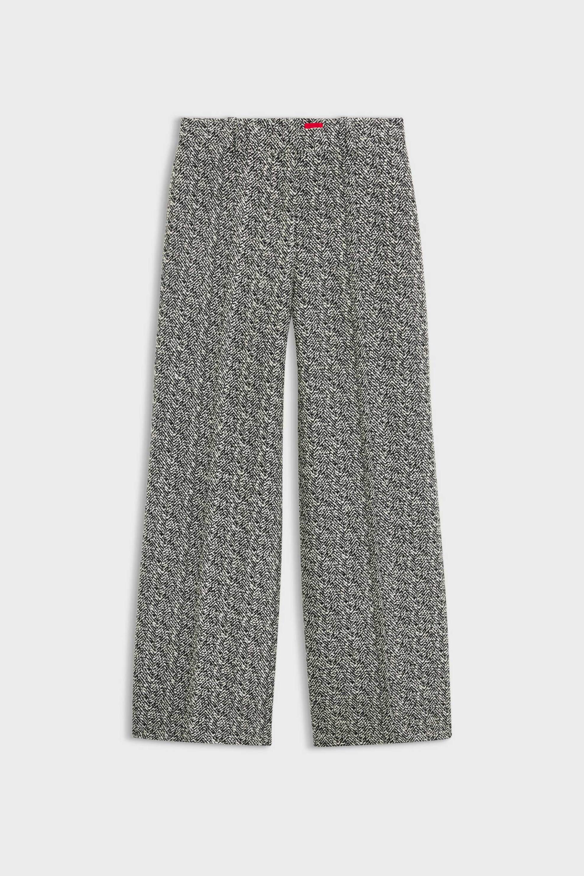 Hugo Γυναικείο Παντελόνι με Herringbone Pattern Wide Leg Hasmina - 50569834 Ασπρόμαυρο