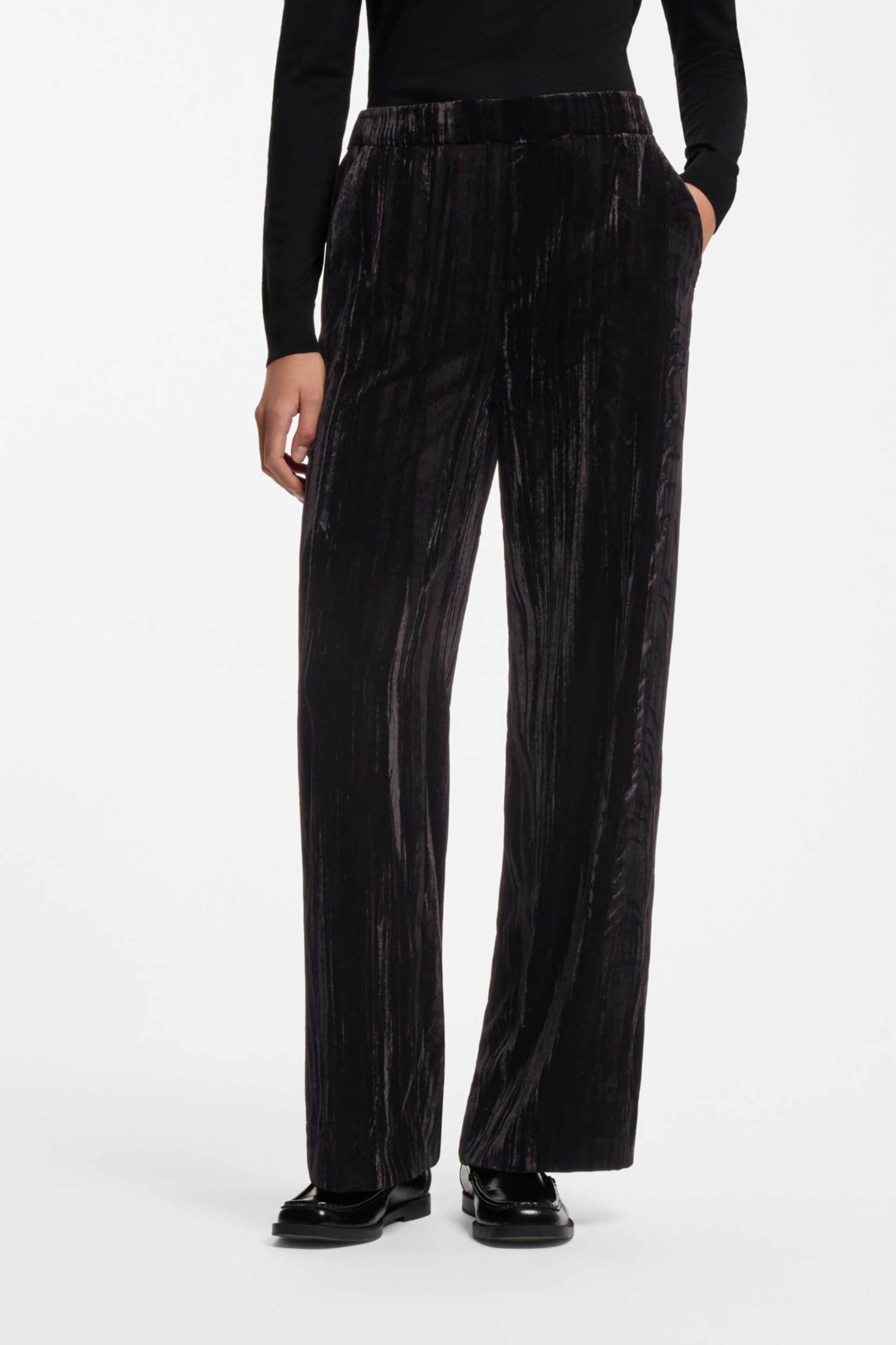 HUGO Hugo γυναικείo παντελόνι velvet Straight Leg "Haseli-1" - 50569665 Μαύρο - 2