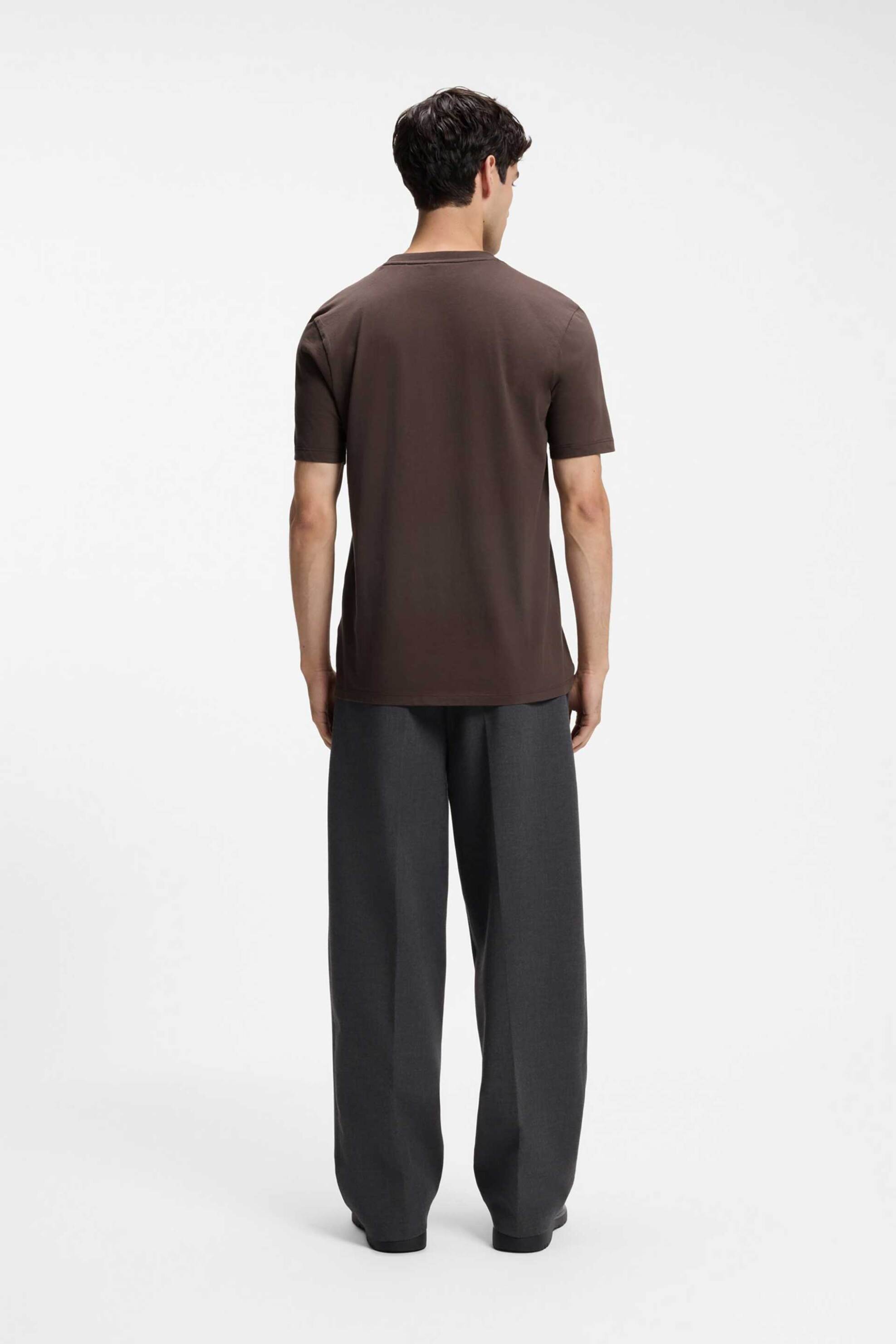 Hugo Ανδρικό T-Shirt με Logo Print Regular Fit Dulivio - 50467556 Καφέ Σκούρο