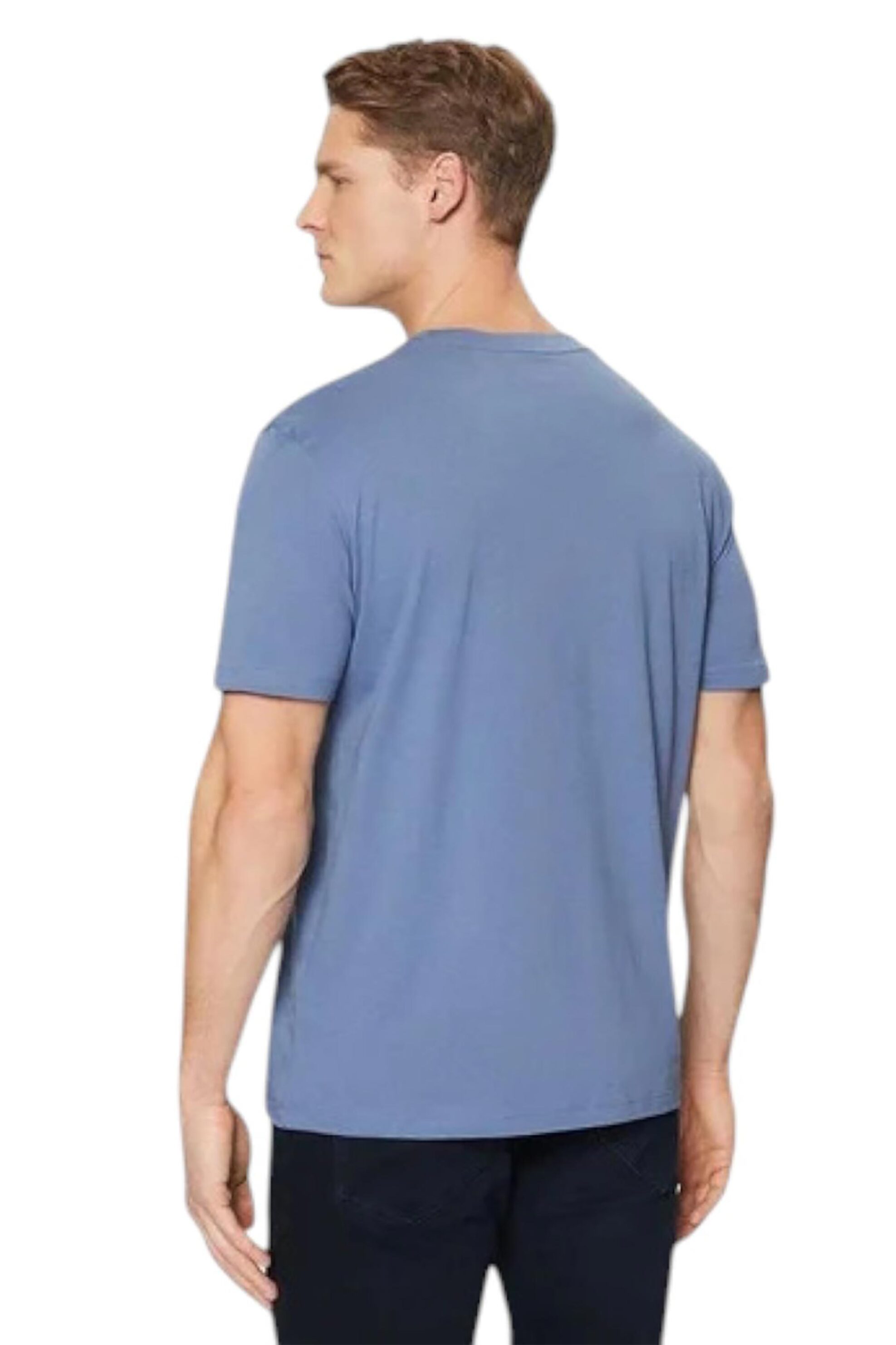Hugo Boss Ανδρικό T-Shirt με Logo Print Regular Fit Dulivio - 50467556 Γκρι Γαλάζιο