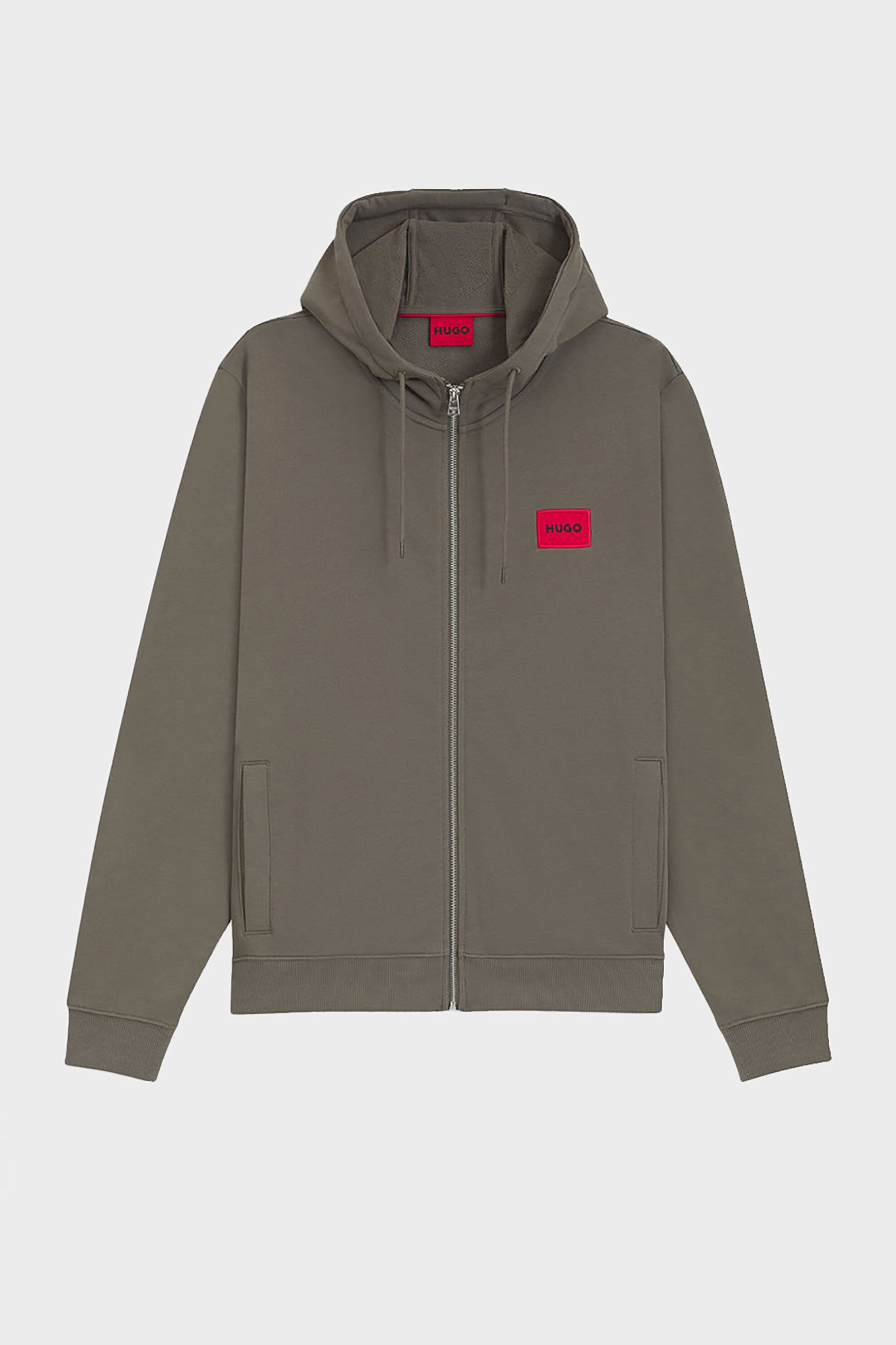 Hugo Boss ανδρική ζακέτα φούτερ με κουκούλα και contrast logo patch Regular Fit "Daple" - 50447972 Taupe