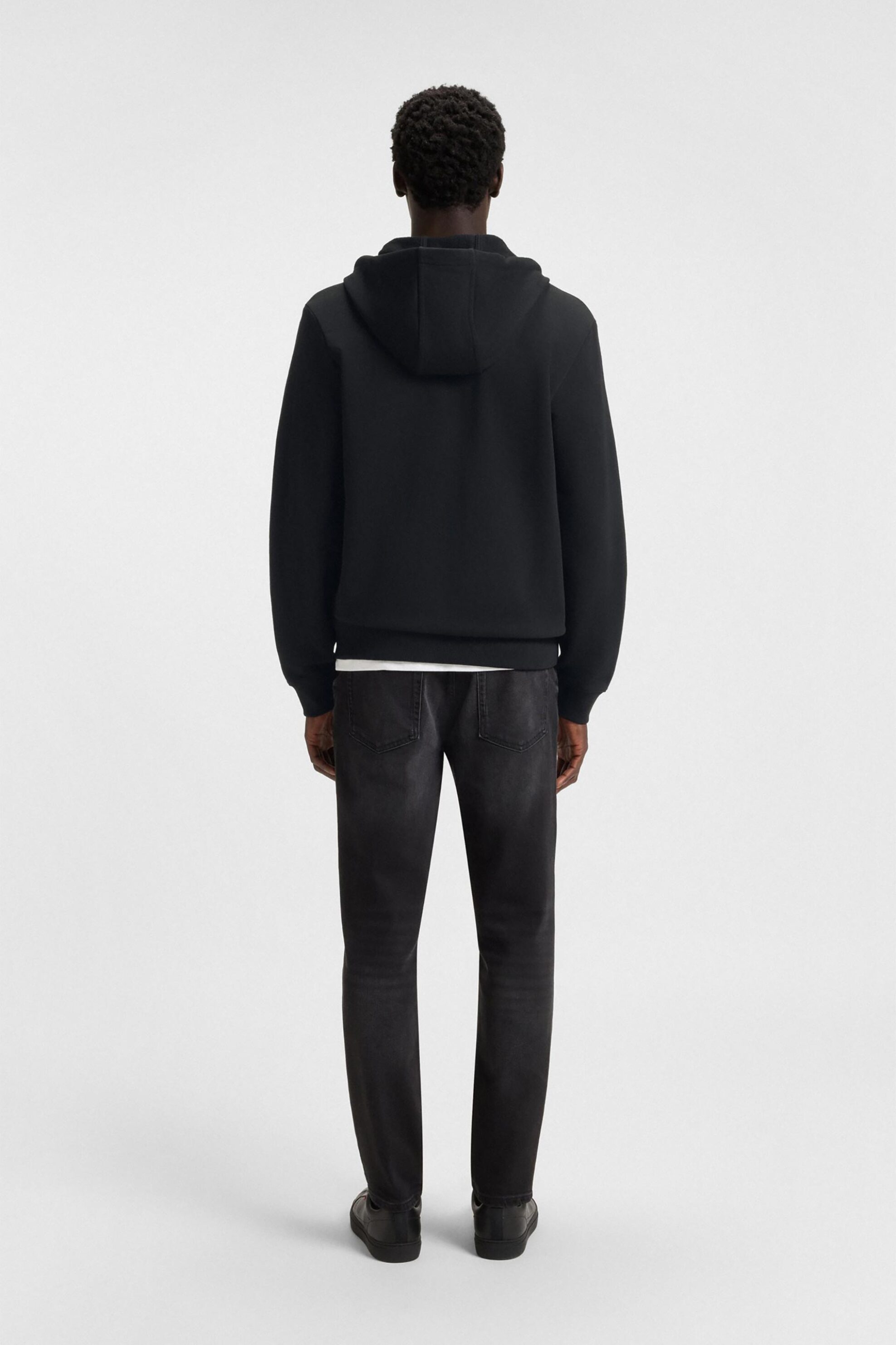 Hugo Boss ανδρική ζακέτα φούτερ με κουκούλα και contrast logo patch Regular Fit "Daple" - 50447972 Μαύρο φωτογραφία