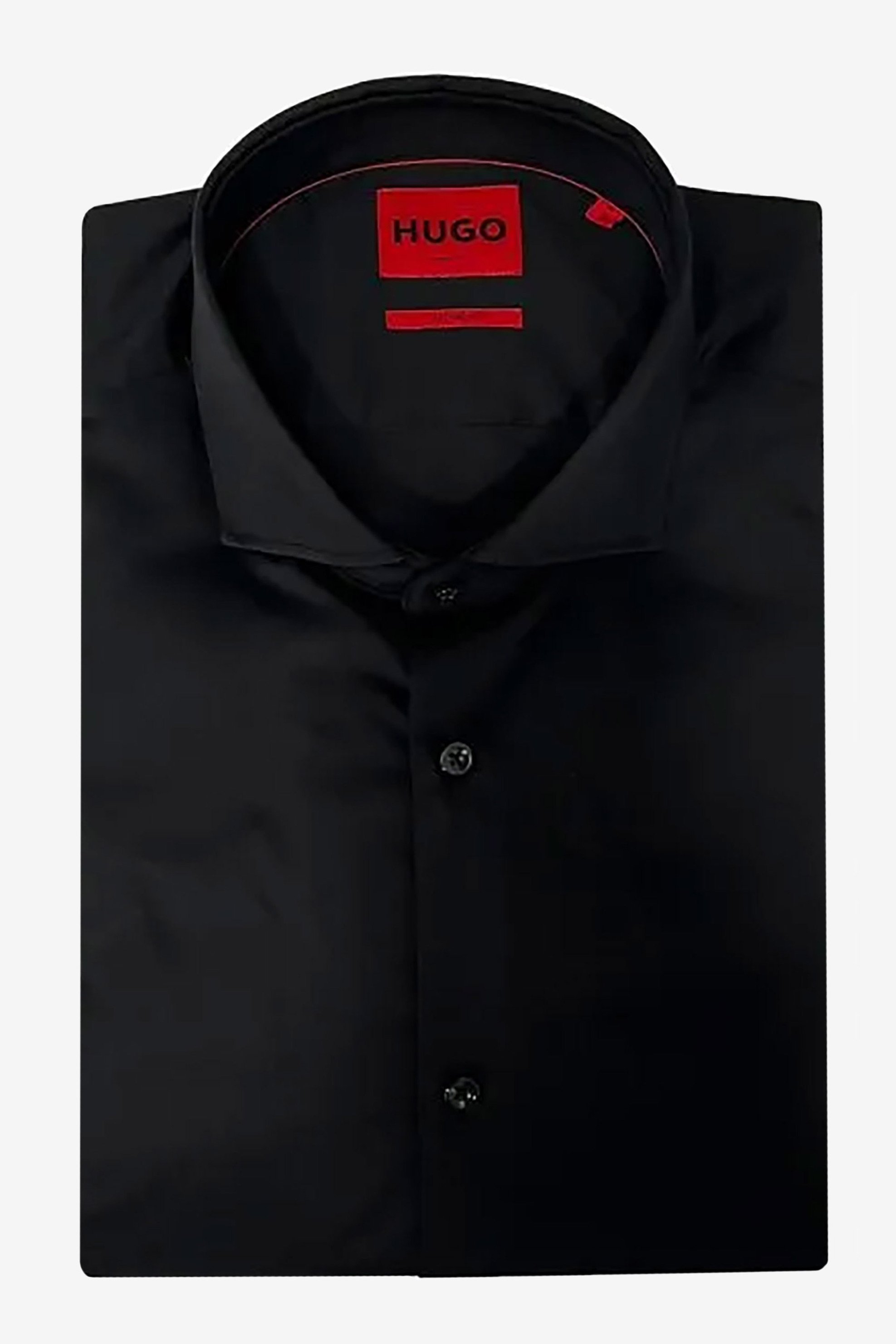 Hugo Boss ανδρικό βαμβακερό πουκάμισο μονόχρωμο με στρογγυλεμένο τελείωμα "Kason" - 50482056 Μαύρο