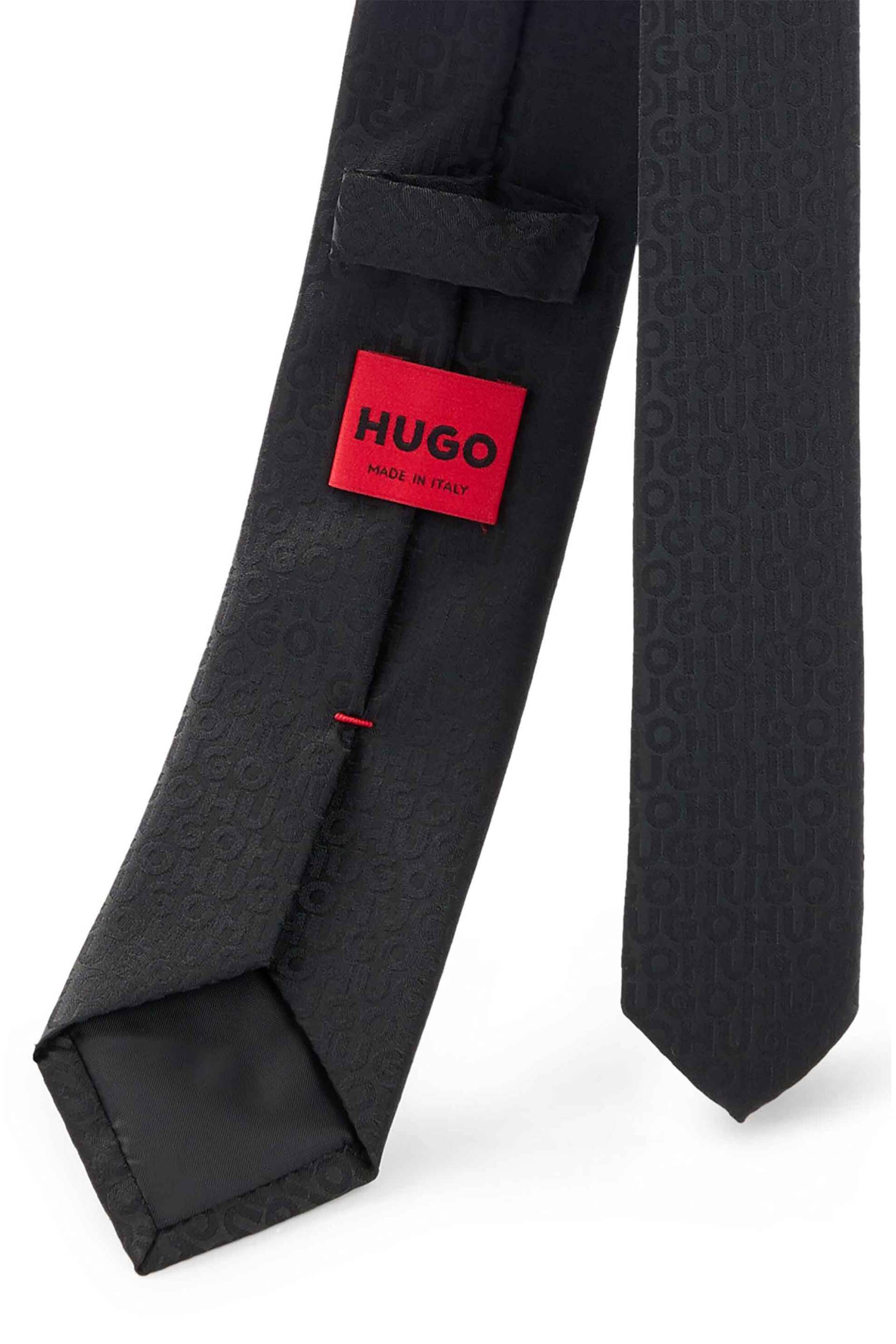 Hugo Boss ανδρική γραβάτα με all-over logo print - 50509067 Μαύρο φωτογραφία