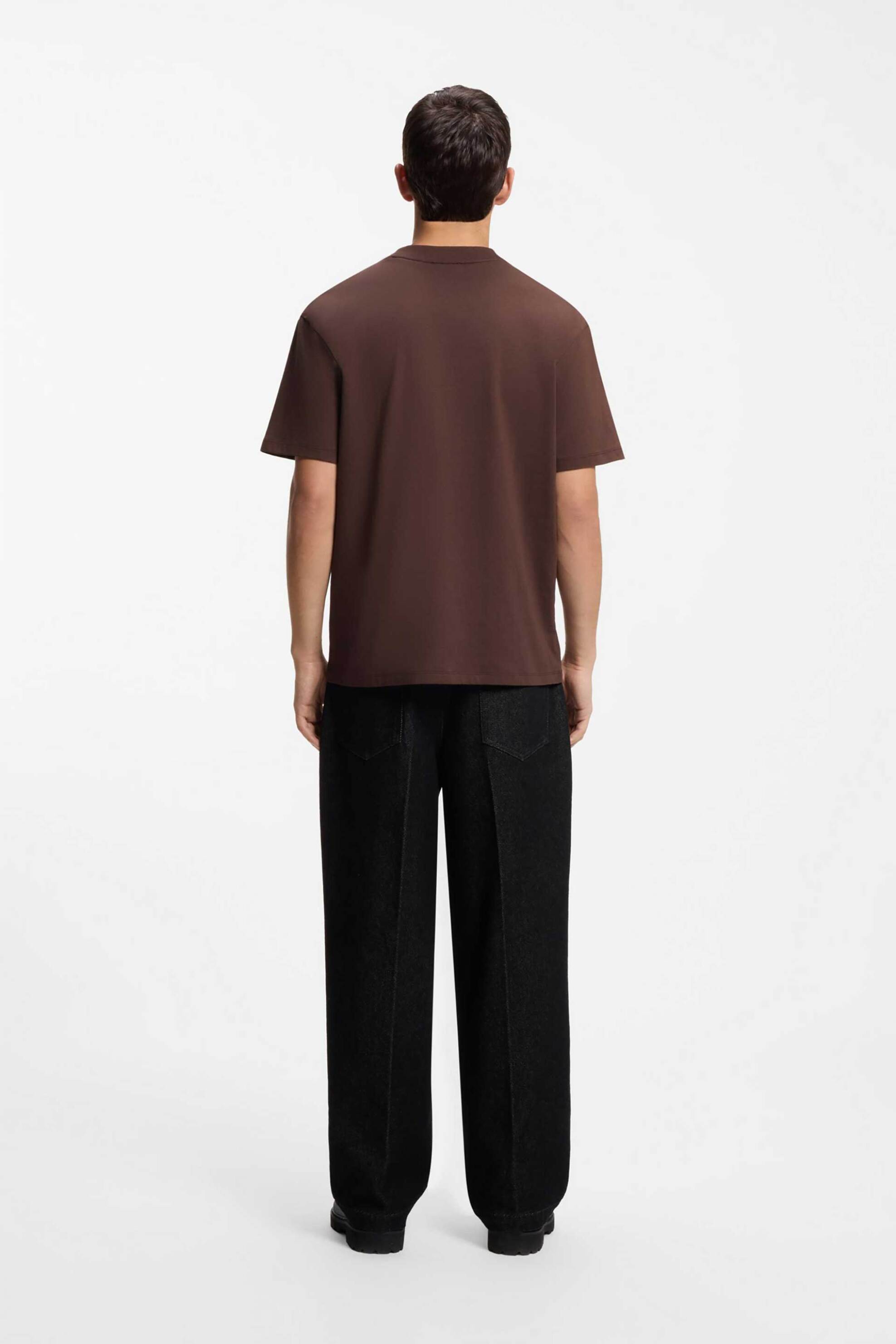 Hugo Ανδρικό T-Shirt με Λογότυπο Relaxed Fit Dapolino - 50488330 Καφέ Σκούρο