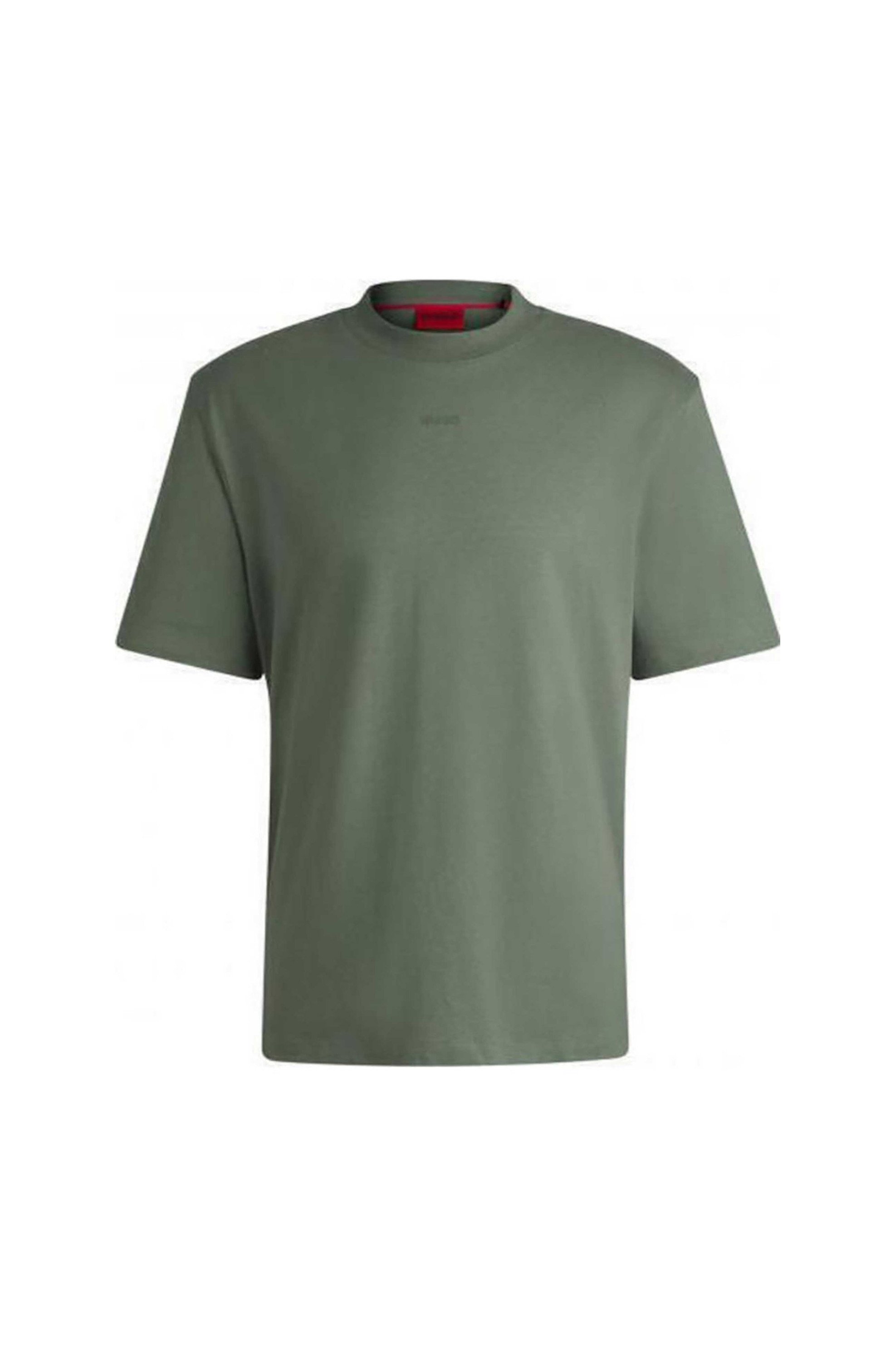 Hugo Boss Ανδρικό T-Shirt Μονόχρωμο Βαμβακερό με Ανάγλυφο Λογότυπο Dapolino - 50488330 Πράσινο Ανοιχτό