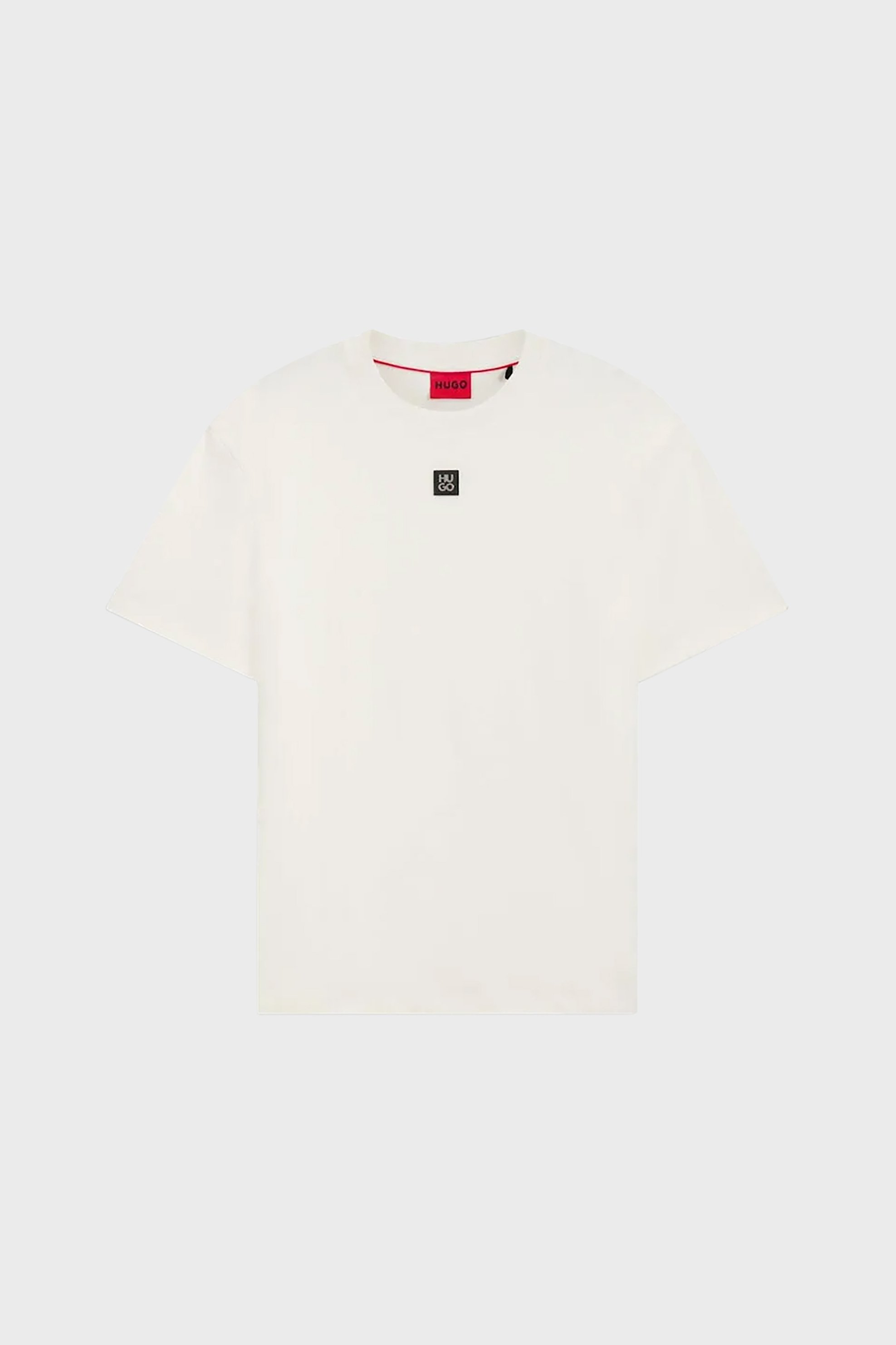 Hugo Boss ανδρικό βαμβακερό T-shirt μονόχρωμο με ανάγλυφο logo patch "Dalile" - 50505201 Λευκό