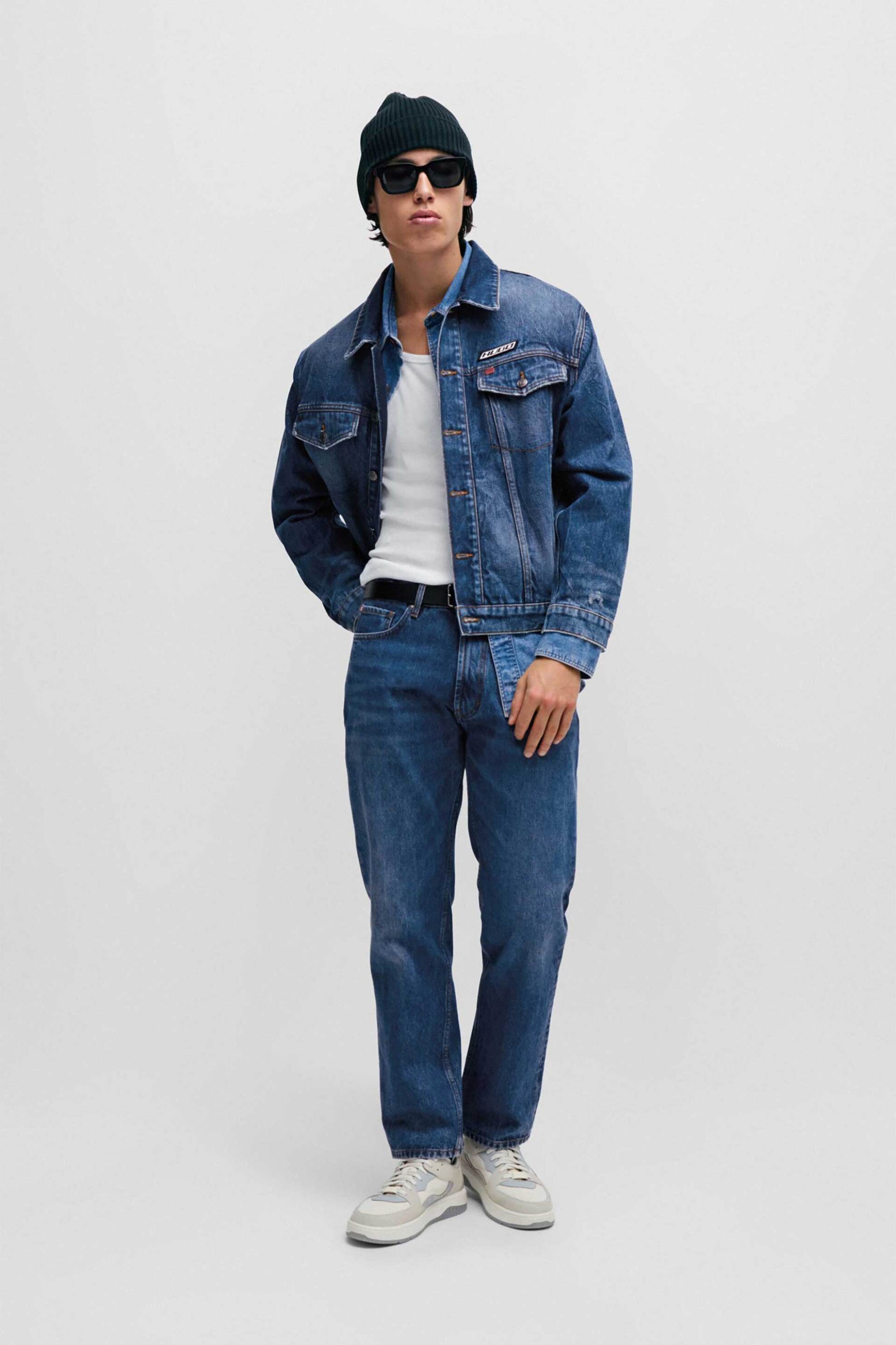 HUGO Hugo Boss ανδρικό τζην παντελόνι μονόχρωμο με all-over stonewashed effect "Ηugο 640" - 50507477 Denim Blue