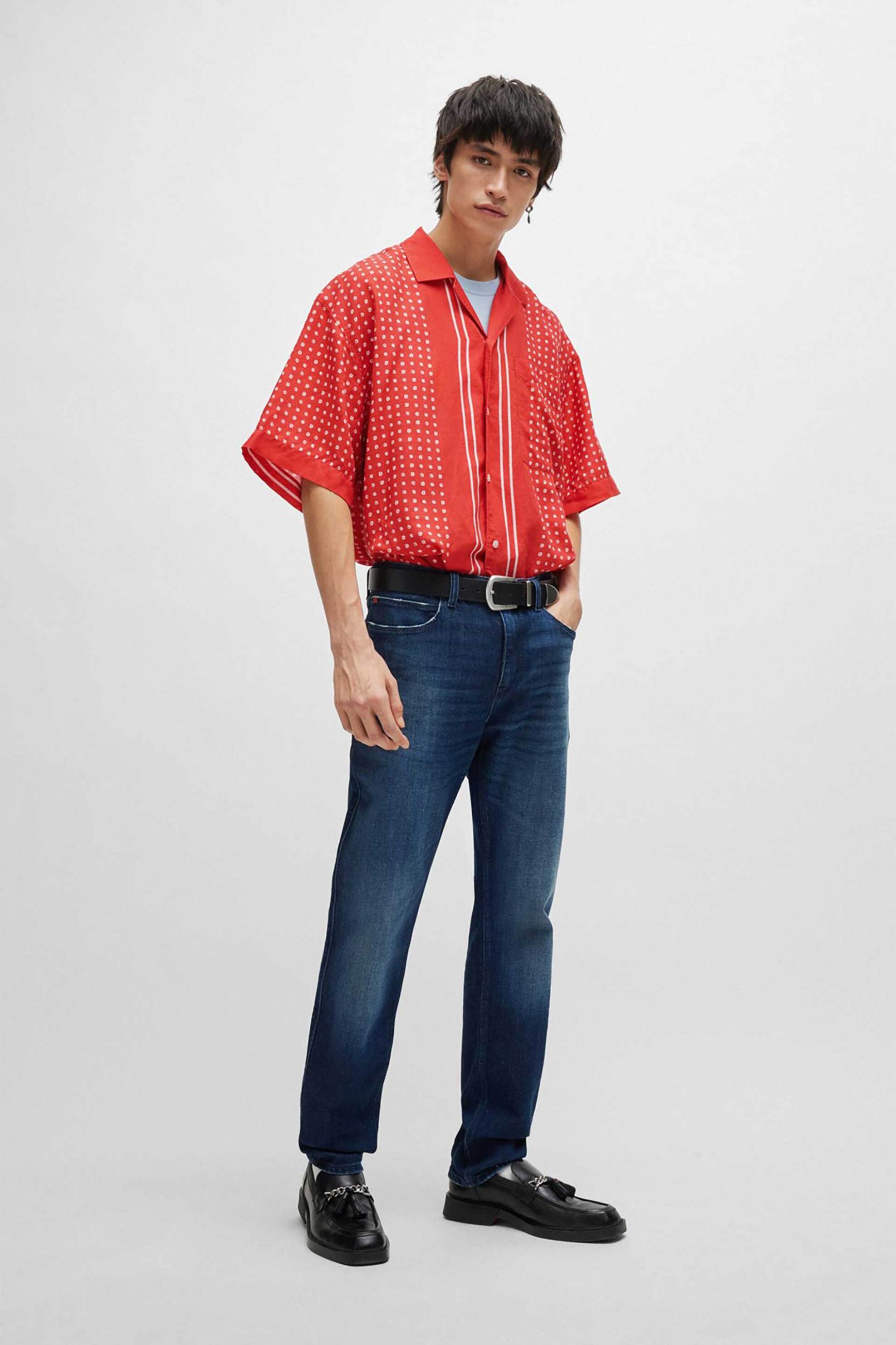 Hugo Boss ανδρικό τζην παντελόνι μονόχρωμο Slim fit "Ηugο 708" - 50511361 Μπλε Σκούρο