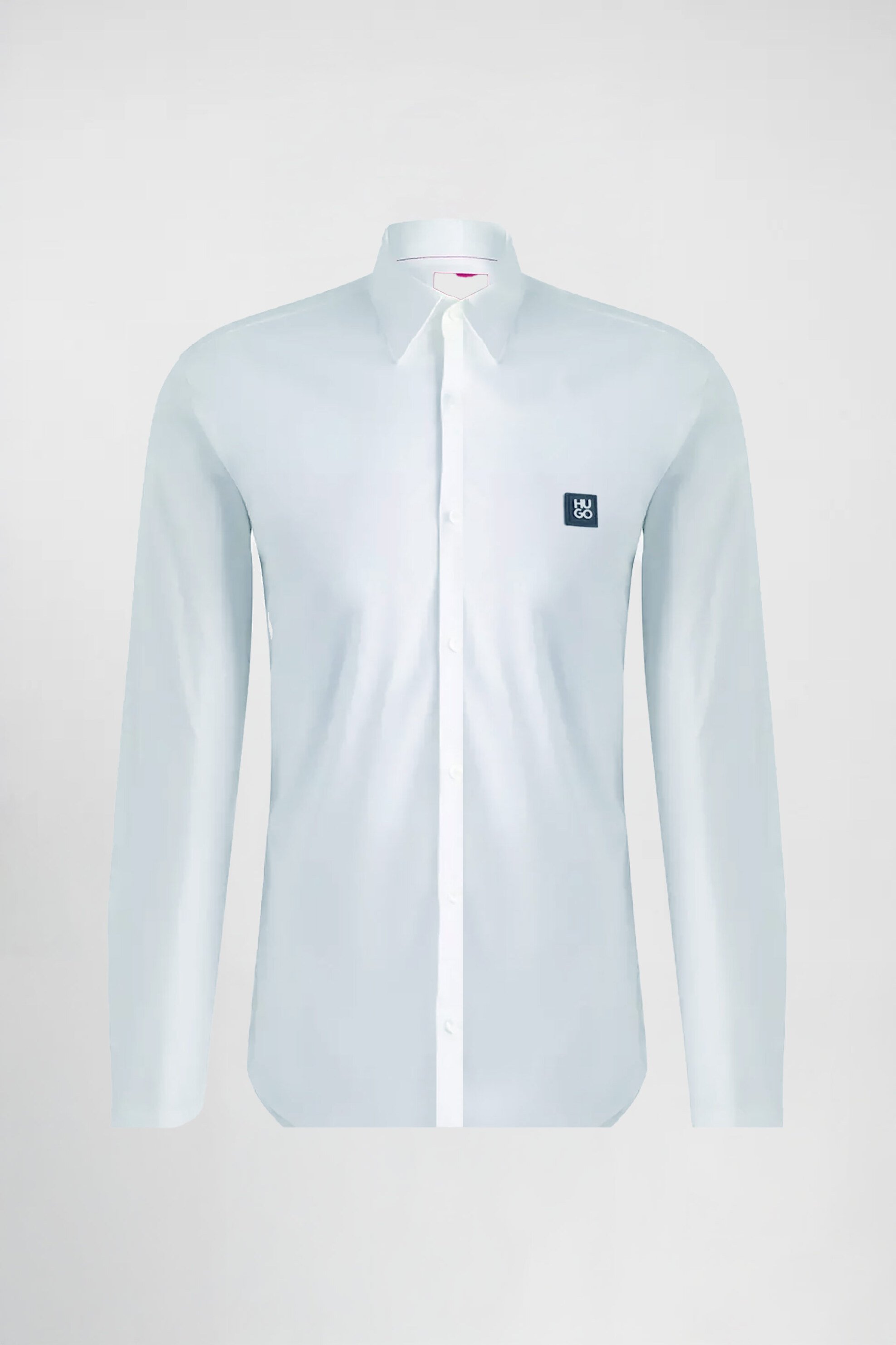 Hugo Boss ανδρικό πουκάμισο μονόχρωμο με logo patch - 50505315 Λευκό