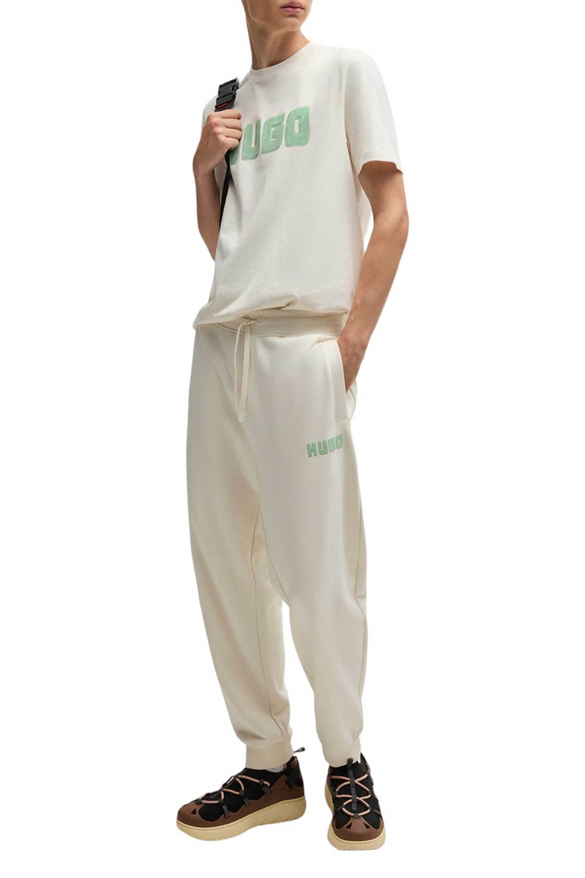 Hugo Boss ανδρικό παντελόνι φόρμας μονόχρωμο Regular Fit - 50516657 Λευκό