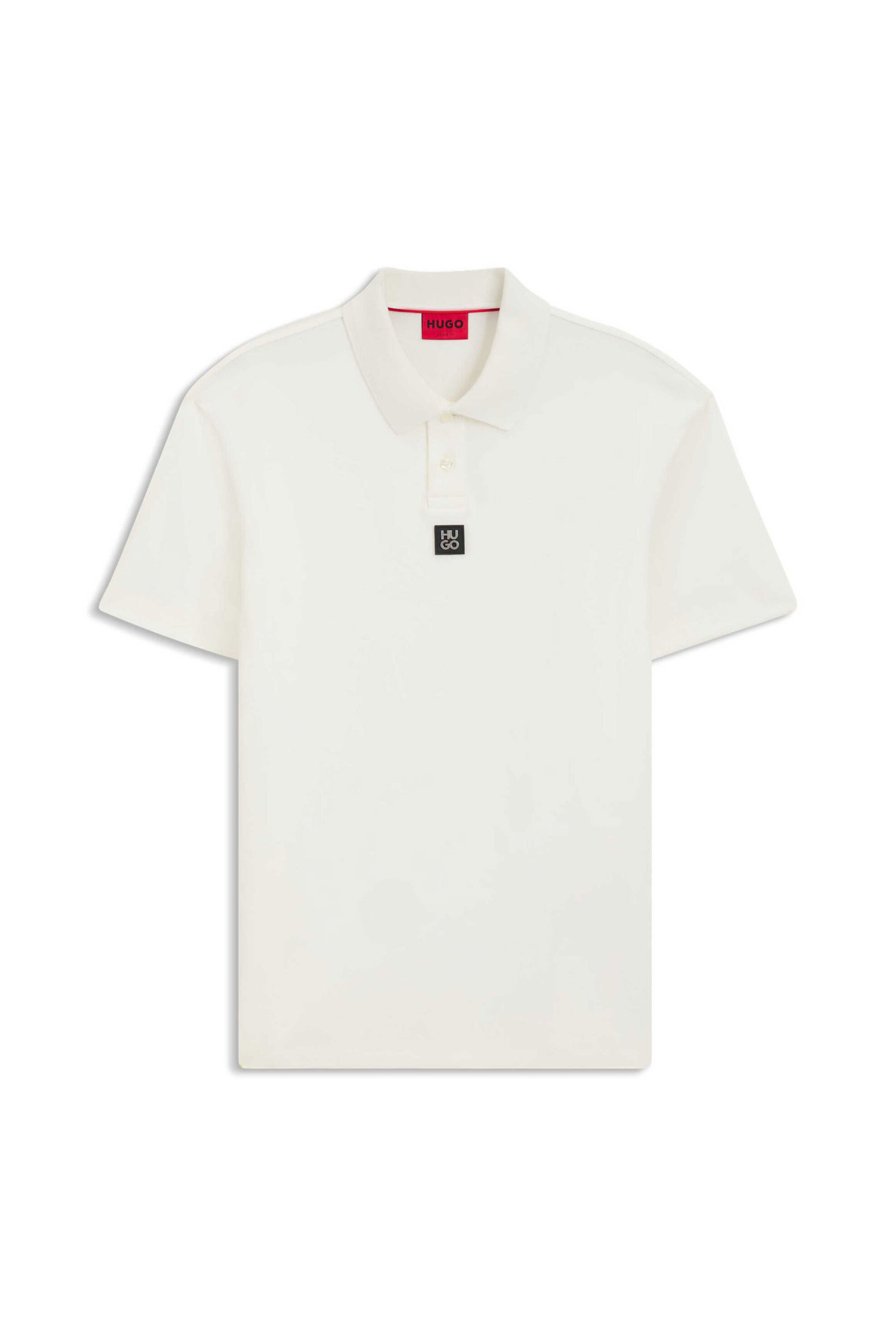 Hugo Boss ανδρική μπλούζα πόλο μονόχρωμη με logo patch Regular Fit "Deabono" - 50517638 Εκρού