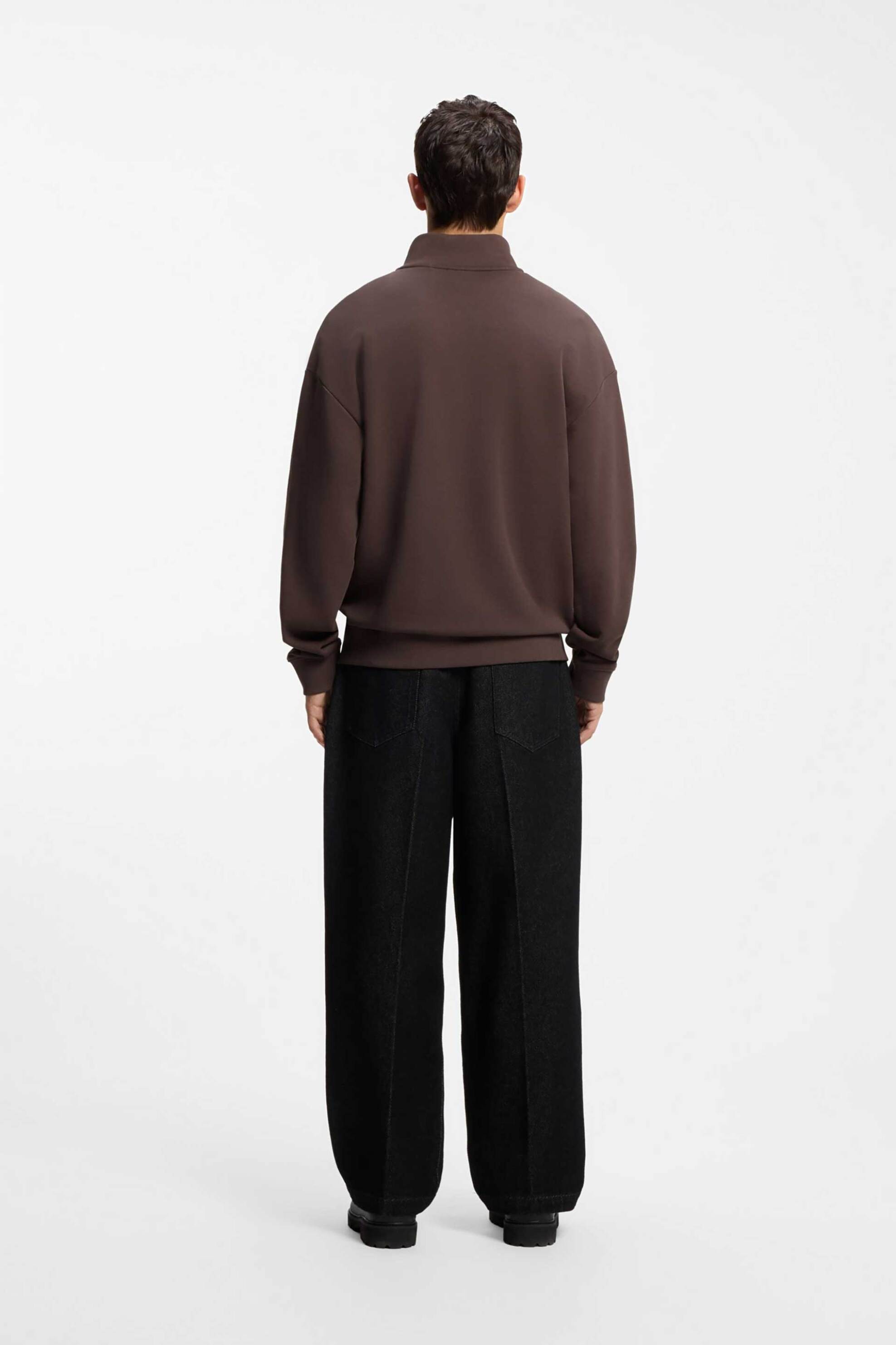 Hugo Ανδρική Μπλούζα Φούτερ με Λογότυπο Relaxed Fit Durty - 50525881 Καφέ Σκούρο