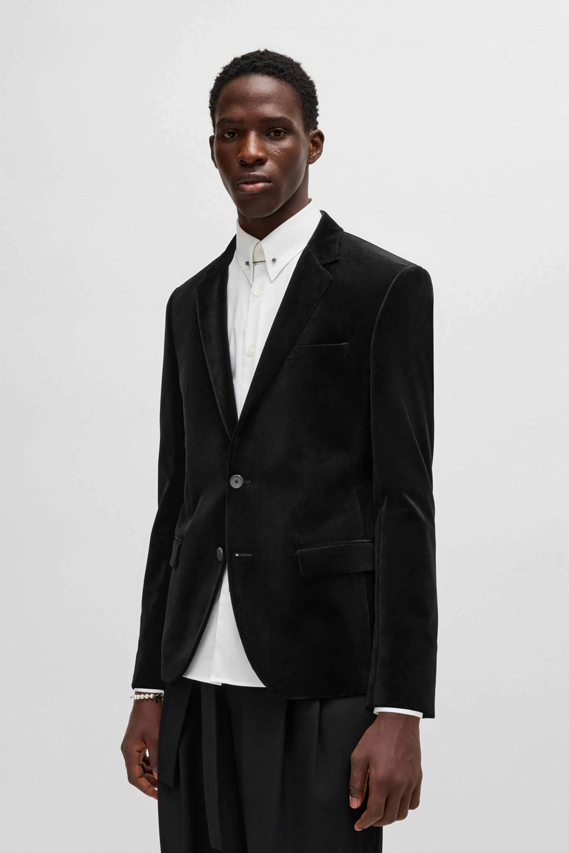 Hugo Boss ανδρικό σακάκι μονόχρωμο Slim Fit - 50524947 Μαύρο