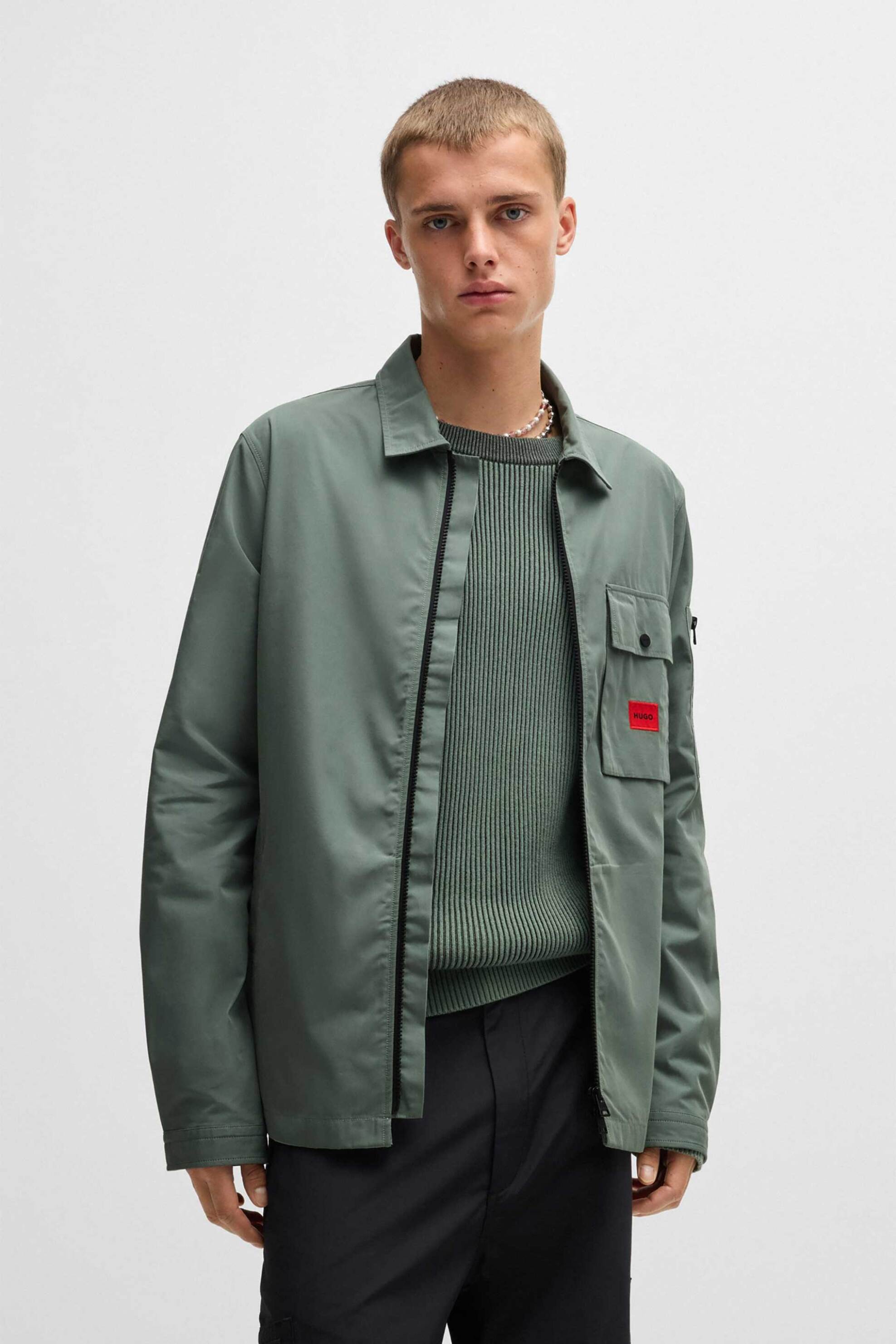 HUGO Hugo Boss ανδρικό overshirt με λογότυπο "Emmond" - 50482701 Βεραμάν
