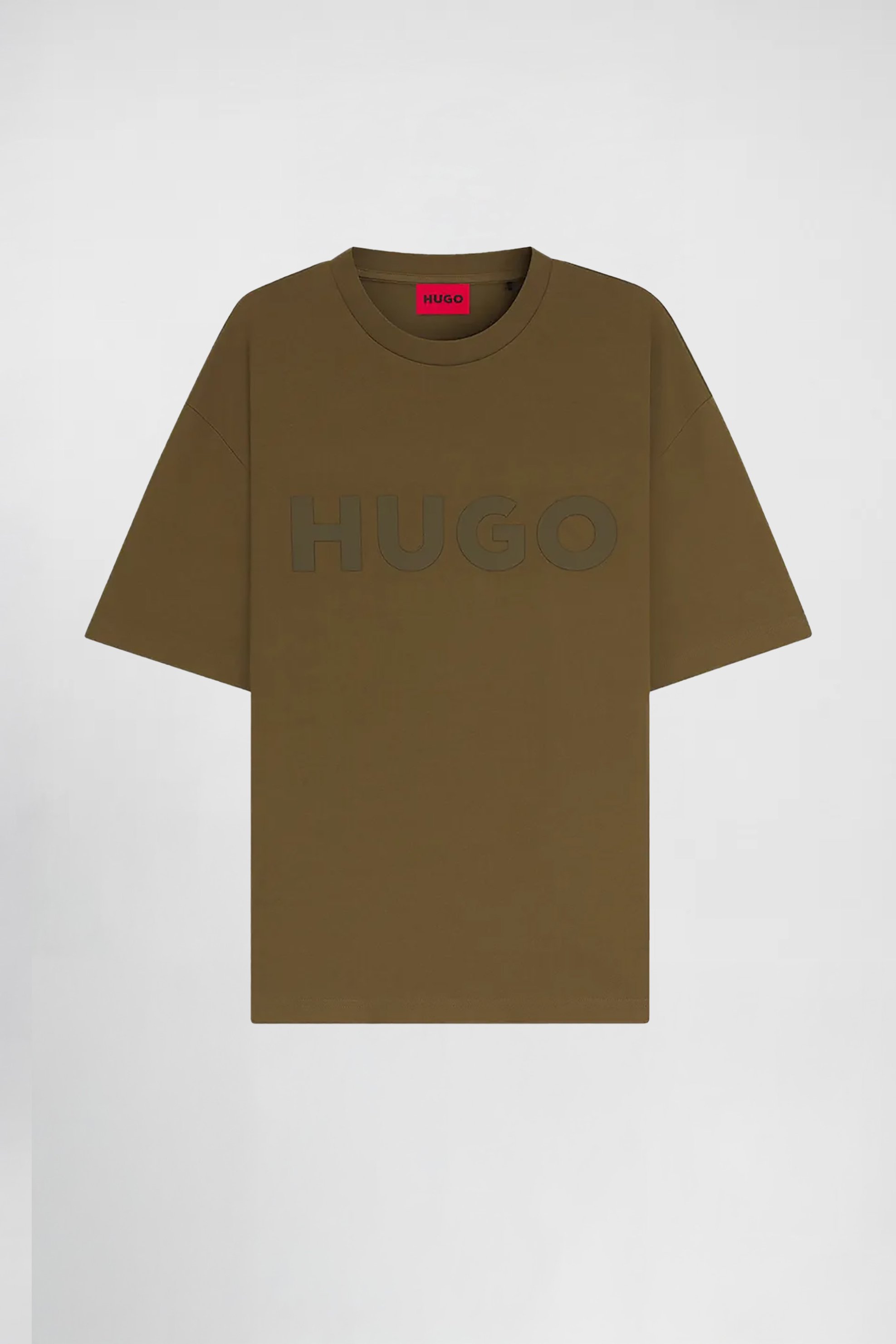 Hugo Boss ανδρικό T-shirt μονόχρωμο με λογότυπο - 50525765 Λαδί