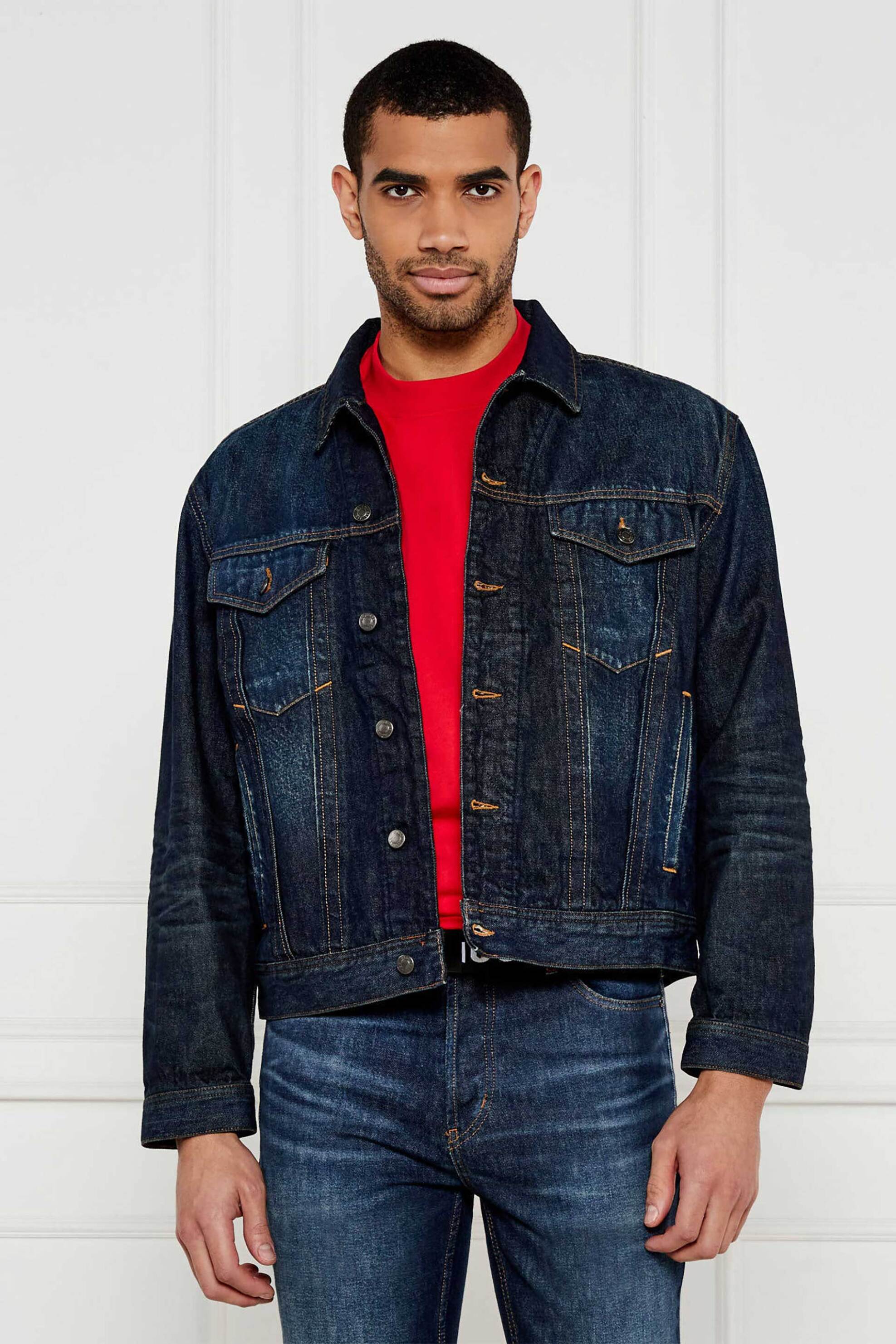 HUGO Hugo Boss ανδρικό denim jacket Regular Fit "095" - 50530639 Μπλε Σκούρο