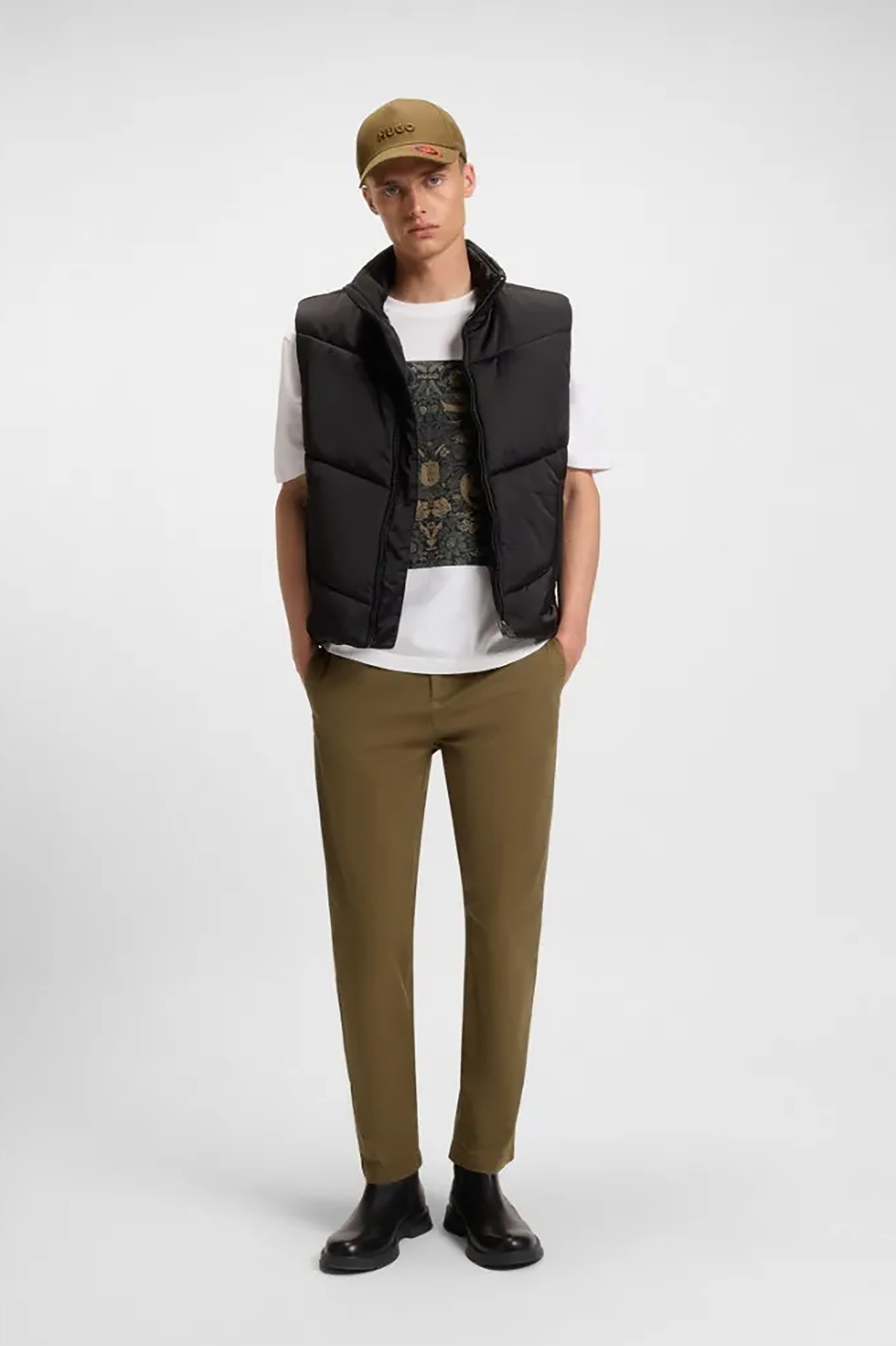 Hugo Boss ανδρικό παντελόνι chino Slim Fit "David251D" - 50530886 Λαδί