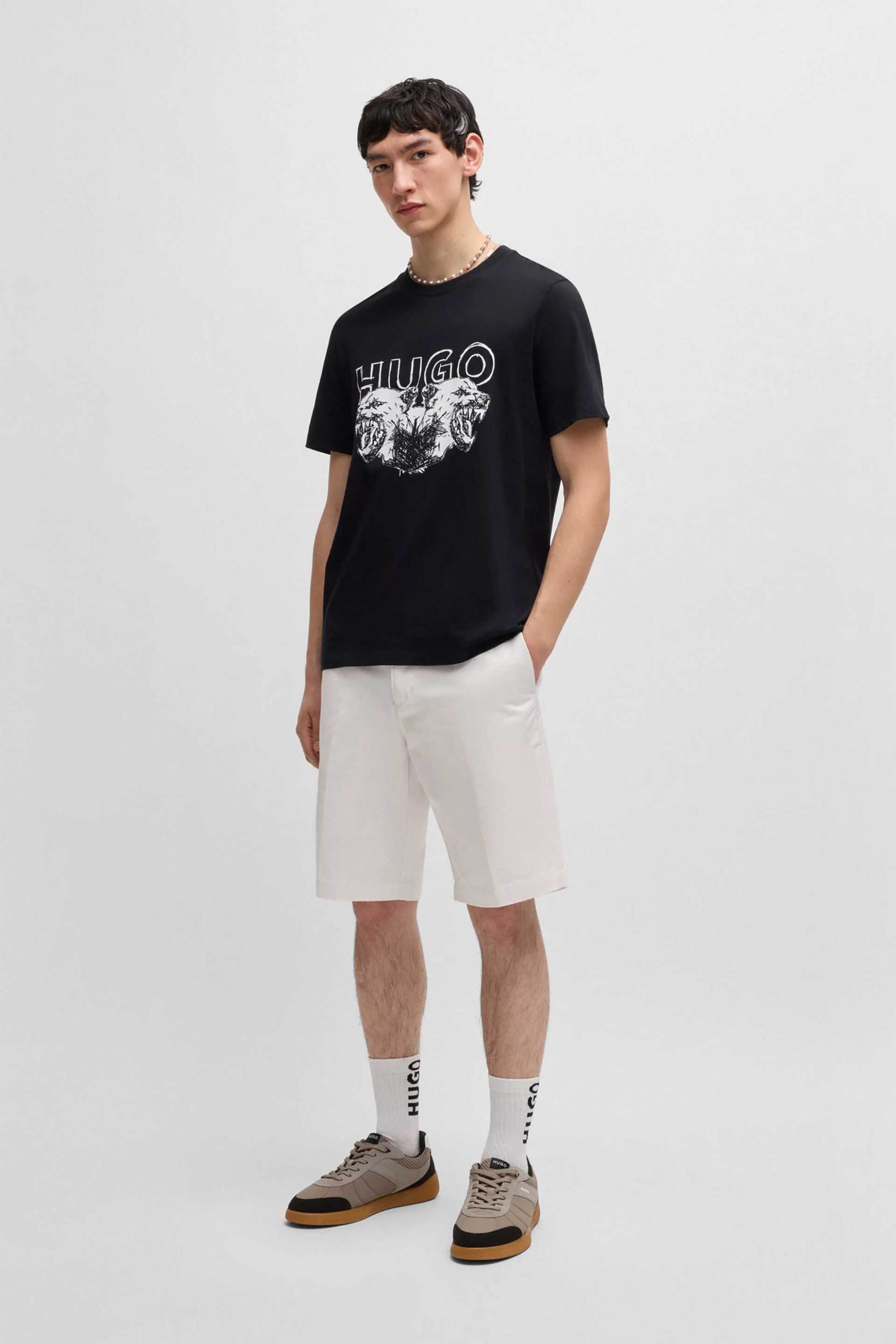 Hugo Boss ανδρική βερμούδα μονόχρωμη Regular Fit "Darik241" - 50505857 Λευκό