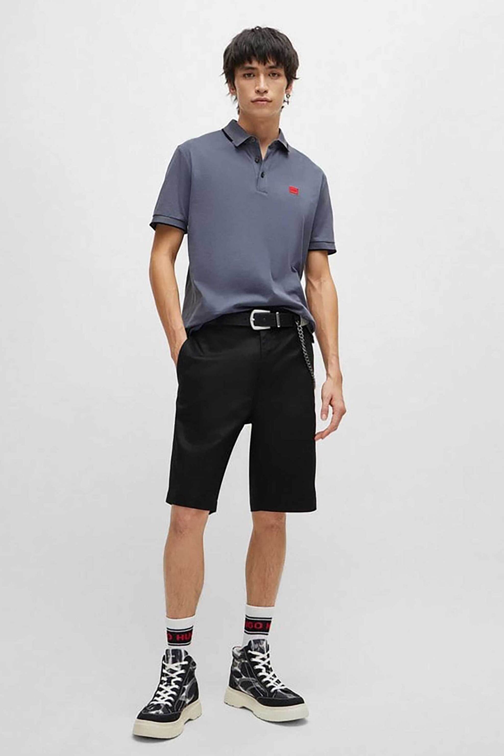 Hugo Boss ανδρική βερμούδα μονόχρωμη Regular Fit "Darik241" - 50505857 Μαύρο