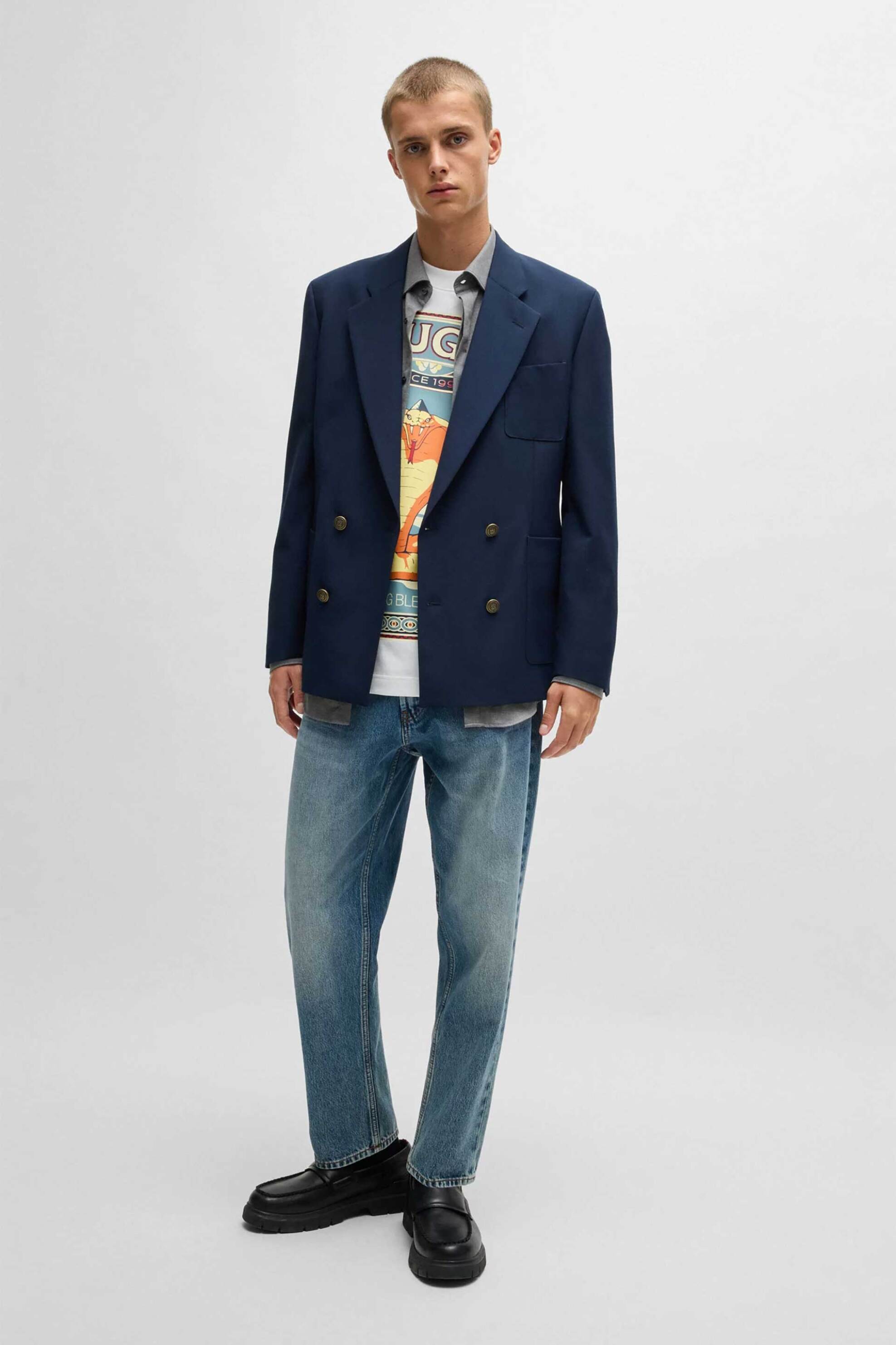 Hugo Boss ανδρικό πεντάτσεπο τζιν παντελόνι Tapered Fit "838" - 50533616 Denim Blue