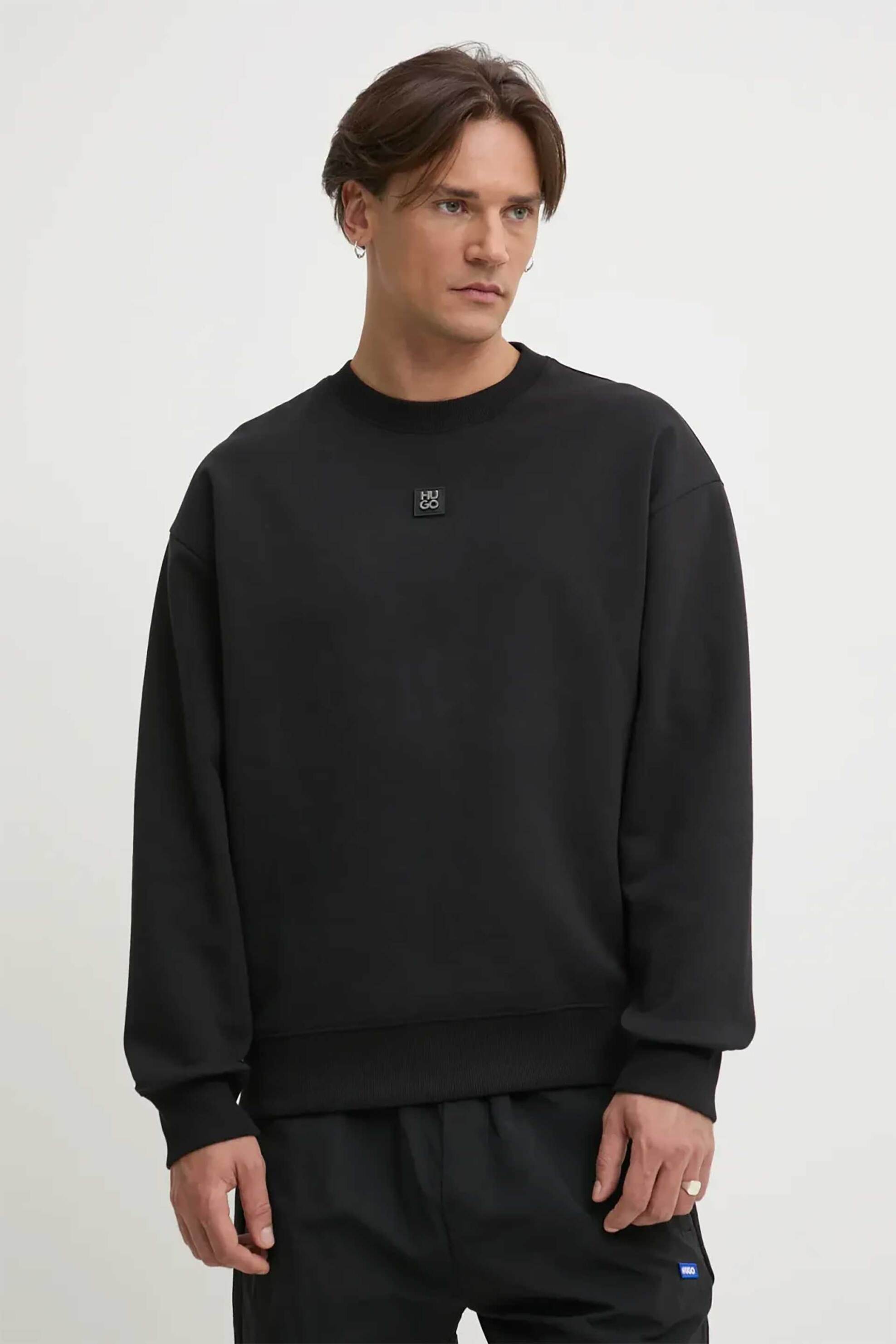 Hugo Boss ανδρική μπλούζα φούτερ με logo patch Regular Fit "Dettil" - 50533689 Μαύρο