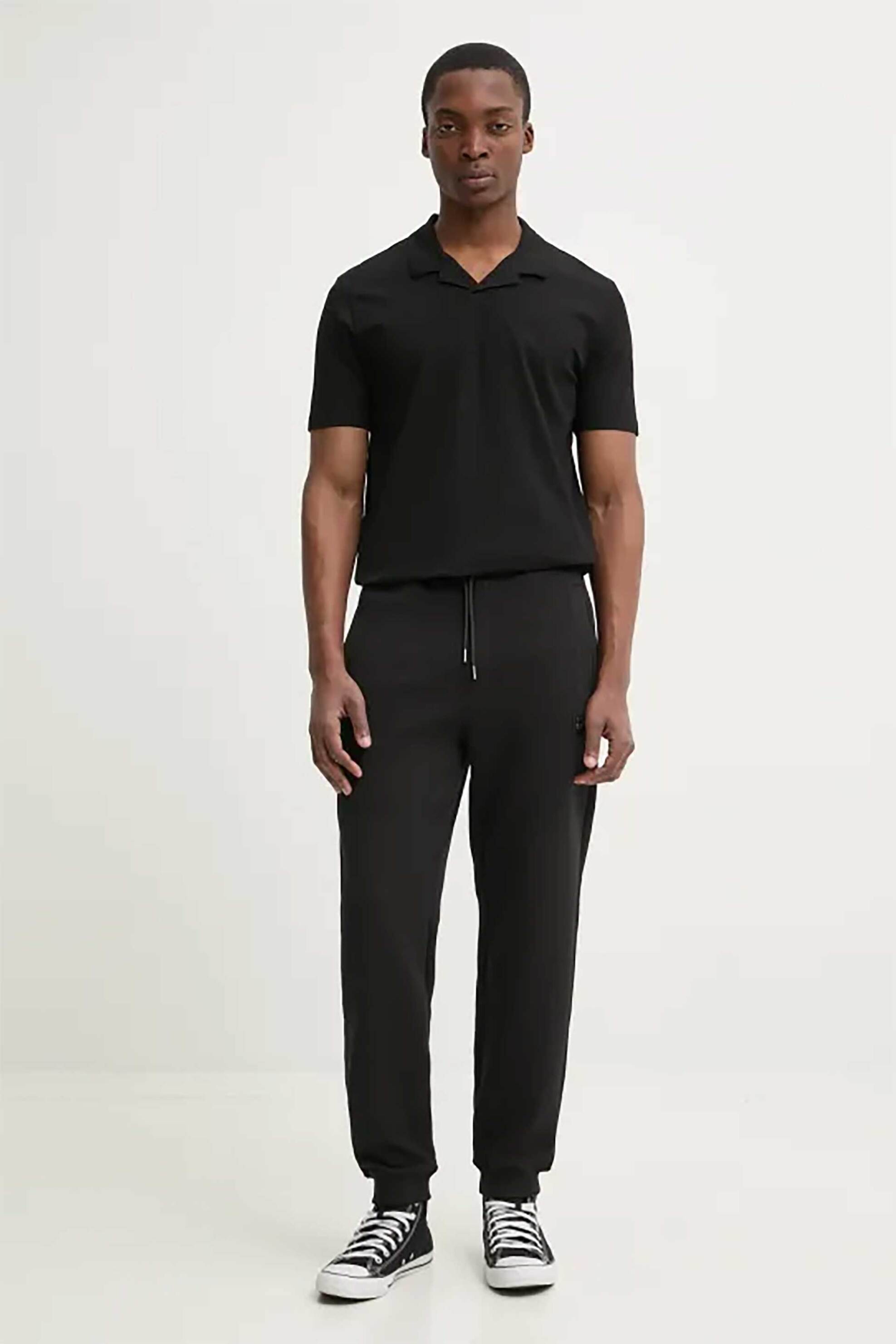 Hugo Boss ανδρικό παντελόνι φόρμας με ανάγλυφο λογότυπο Relaxed Fit "Dimacs" - 50533695 Μαύρο