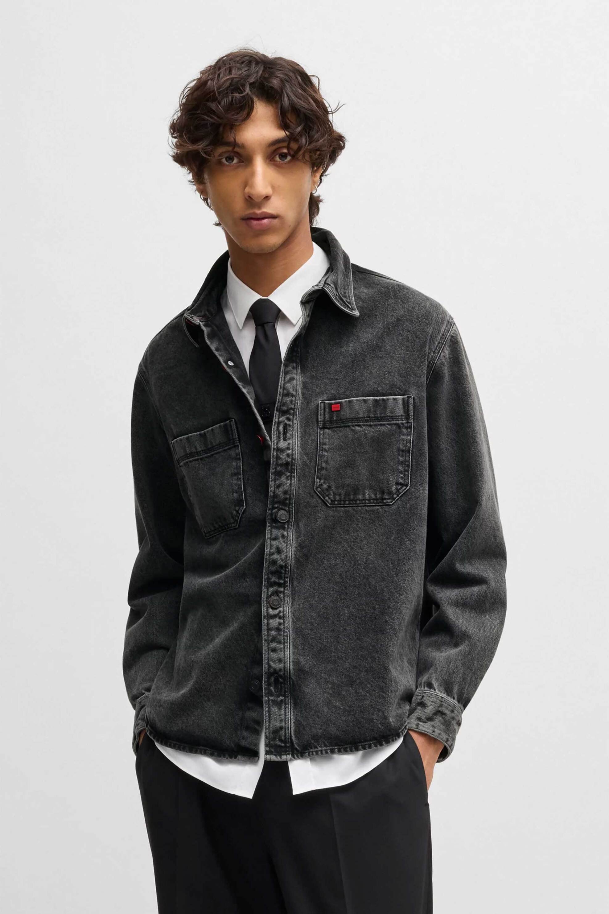 HUGO Hugo Boss ανδρικό denim jacket Oversized Fit "Erato" - 50534220 Ανθρακί