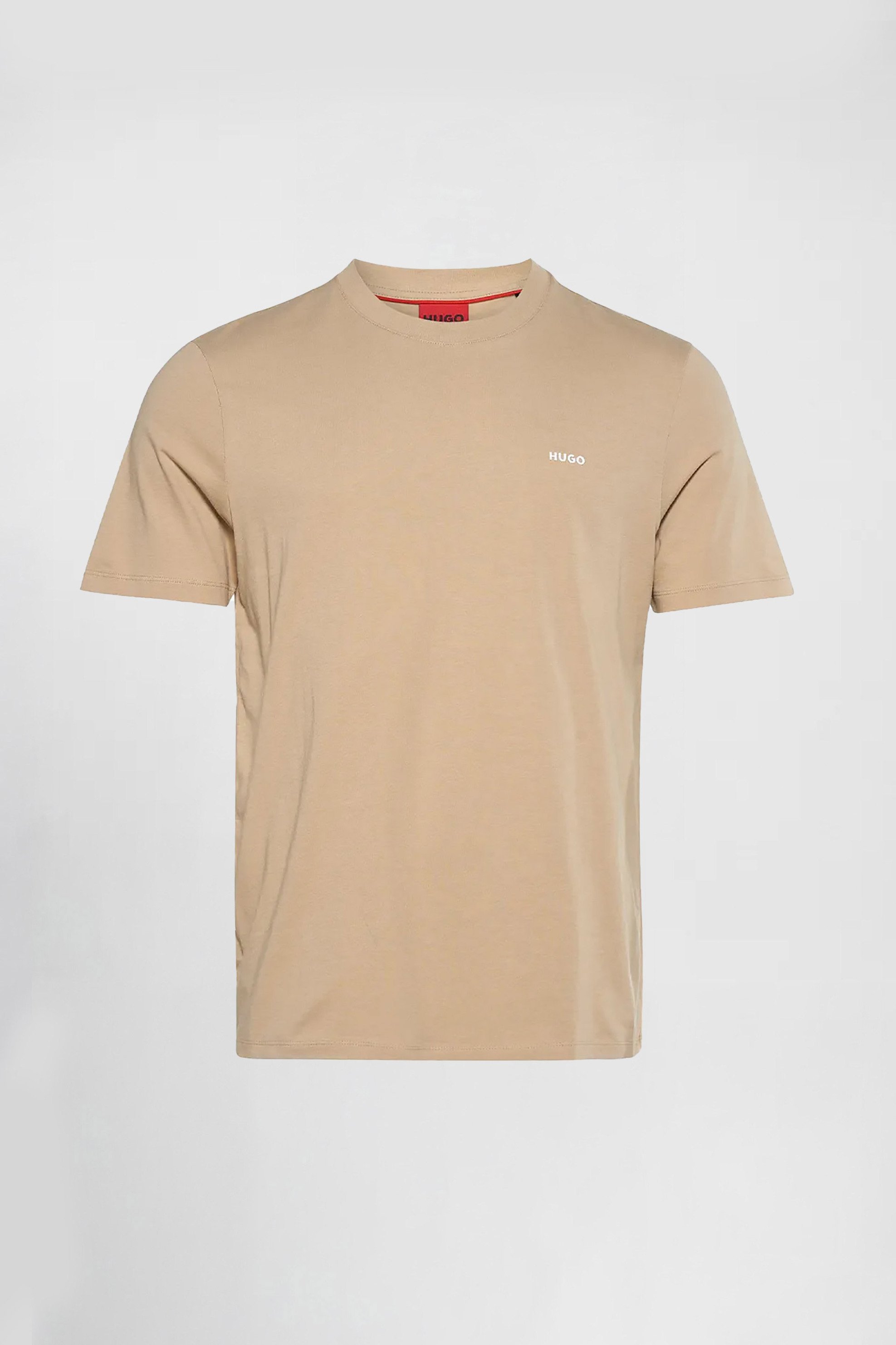 Hugo Boss ανδρικό T-shirt μονόχρωμο με ανάγλυφο λογότυπο Regular Fit "Dero222" - 50466158 Μπεζ