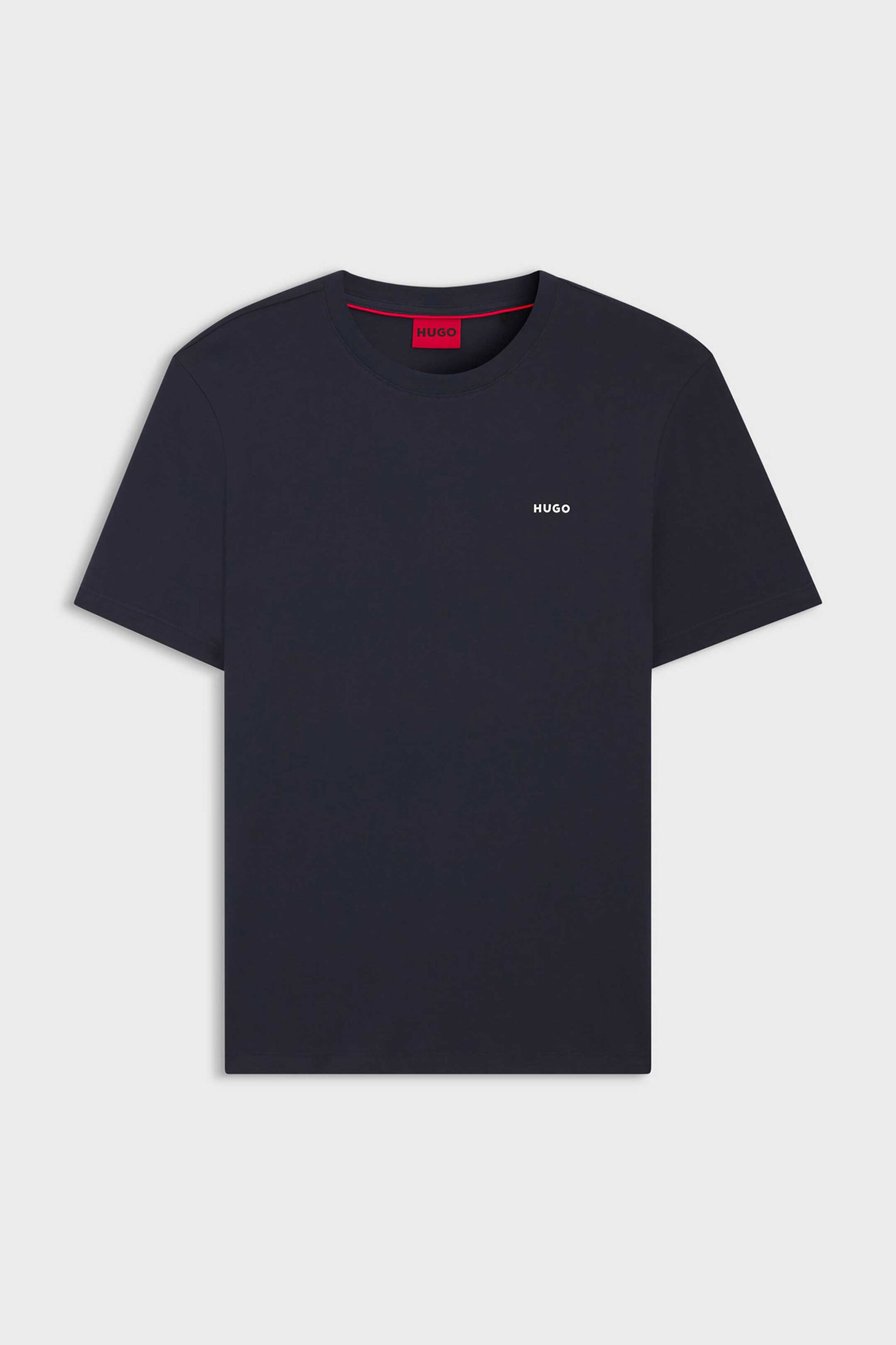 Hugo Boss Ανδρικό T-Shirt Μονόχρωμο με Ανάγλυφο Λογότυπο Regular Fit Dero222 - 50466158 Μπλε Σκούρο