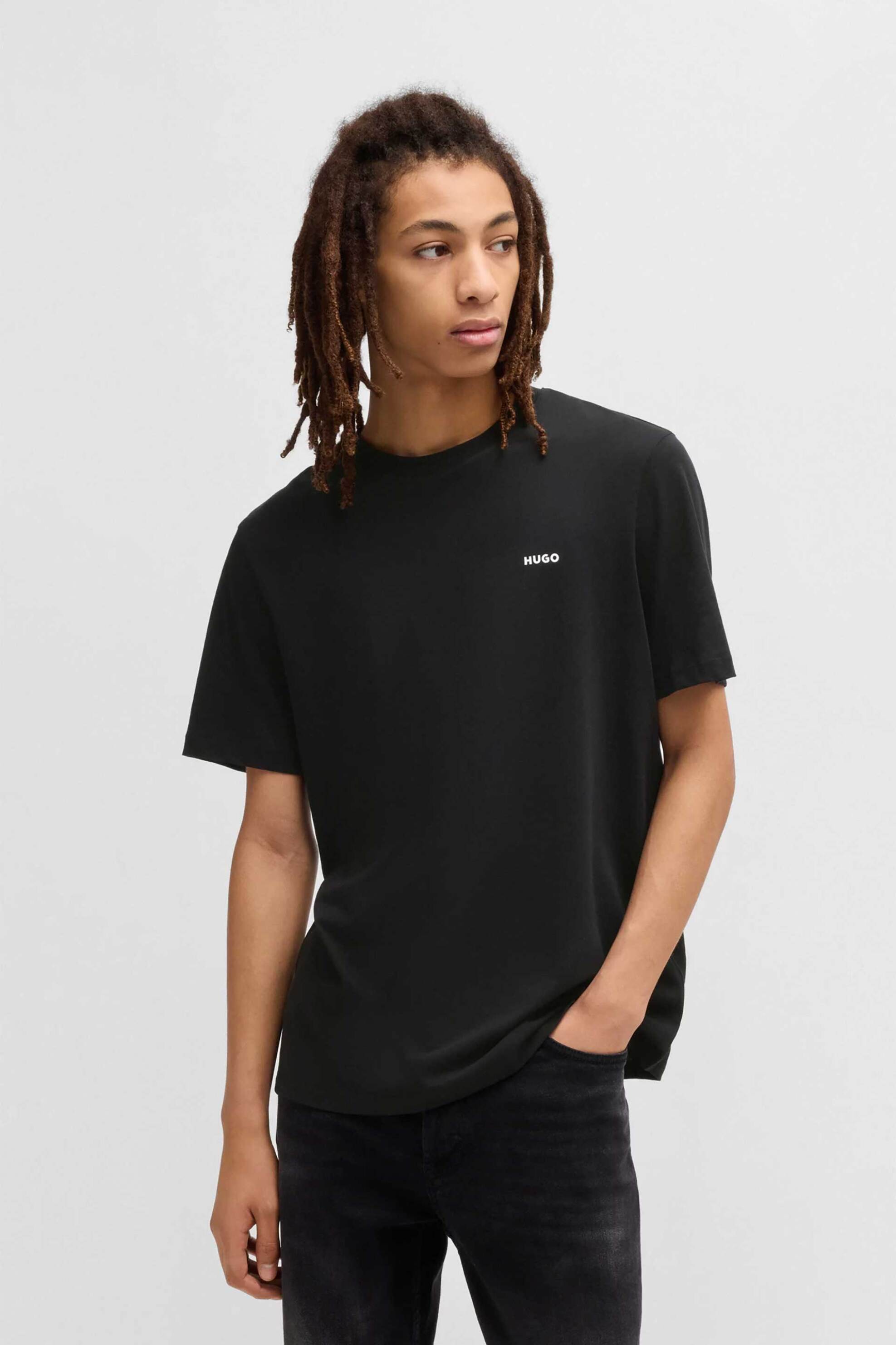 Hugo Boss ανδρικό T-shirt μονόχρωμο με ανάγλυφο λογότυπο Regular Fit 