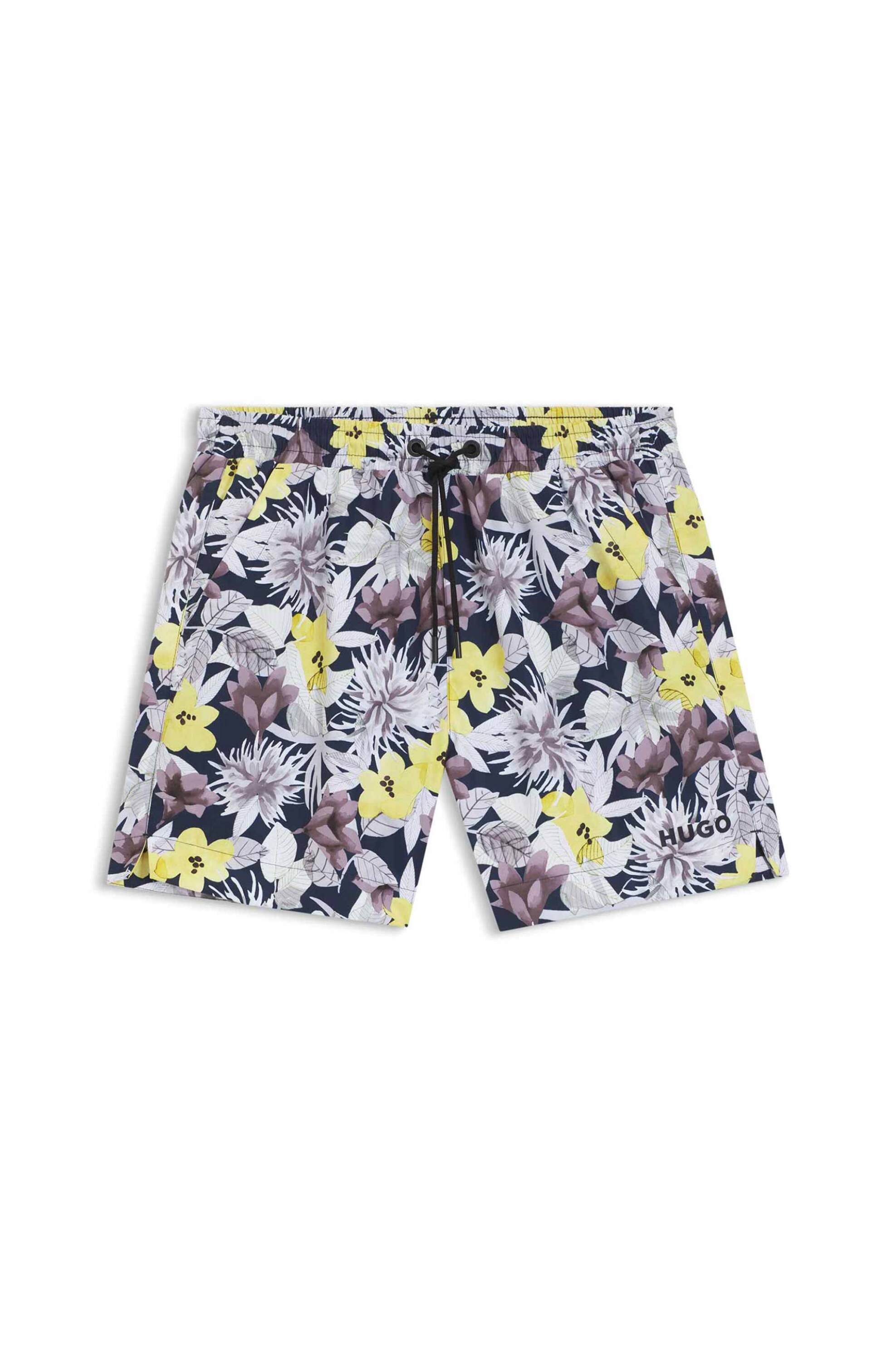 Hugo Boss Ανδρικό Μαγιό με Floral Print Και Ελαστική Μέση Calala - 50510061 Κίτρινο