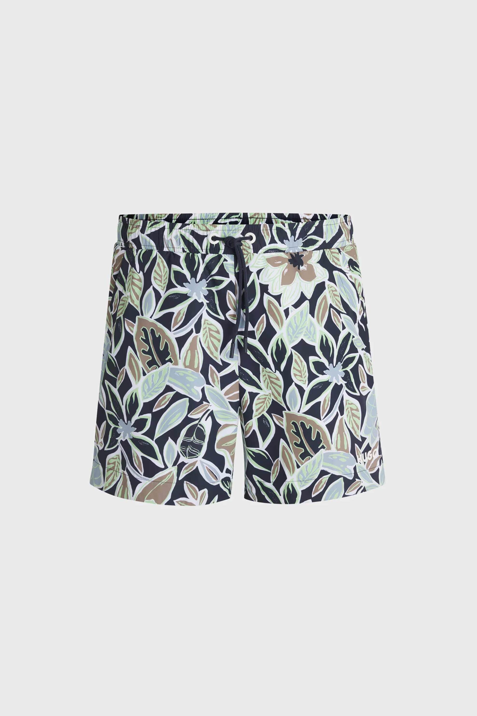 Hugo Boss Ανδρικό Μαγιό με Floral Print Και Ελαστική Μέση Calala - 50510061 Σκούρο Μπλε